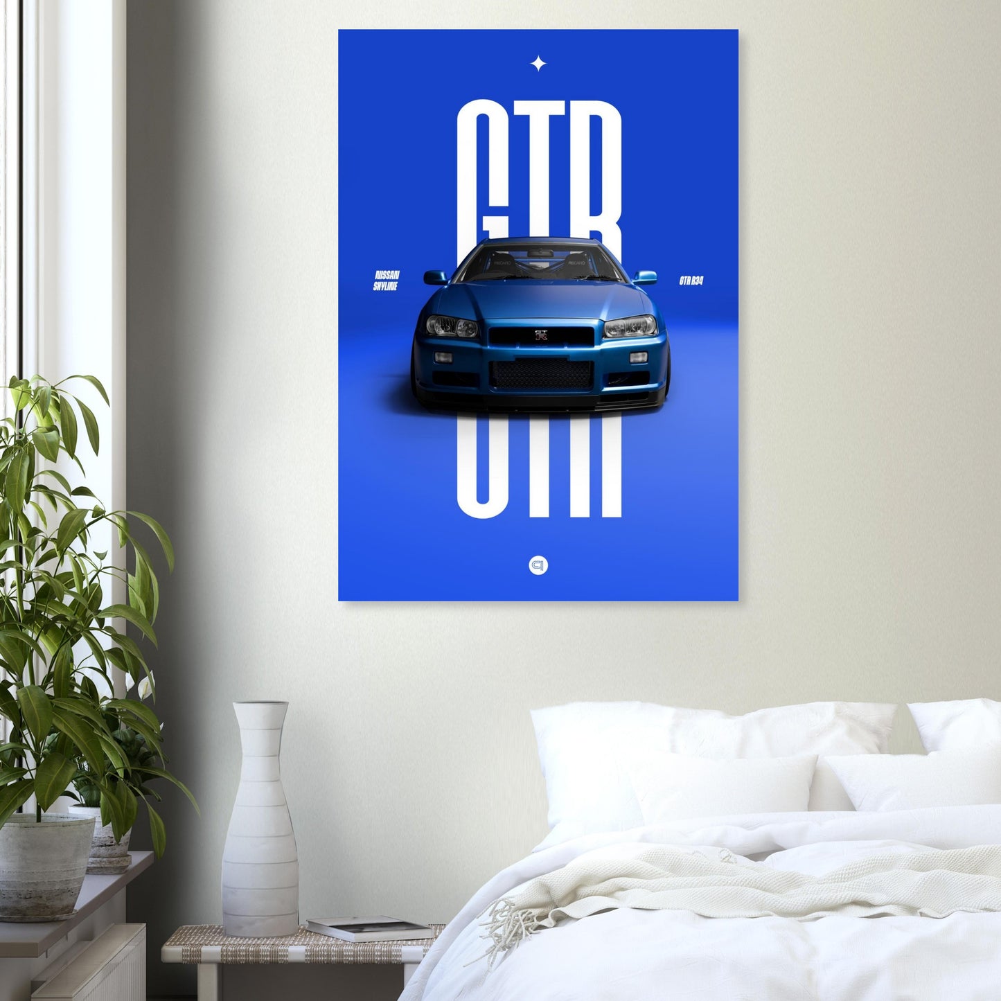 Car Poster - Nissan Skyline GTR R34 - Blue