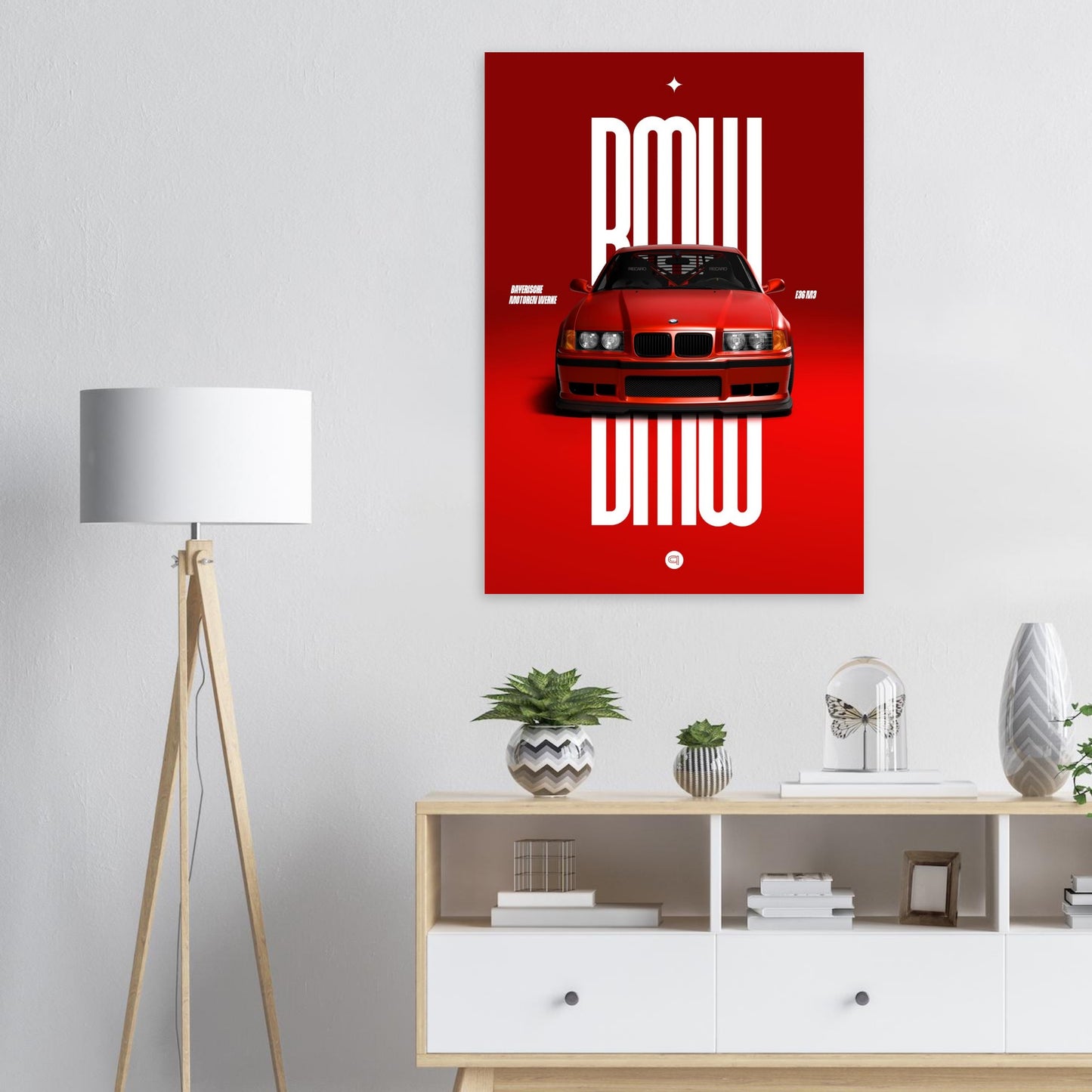 Car Poster - BMW E36 - Red