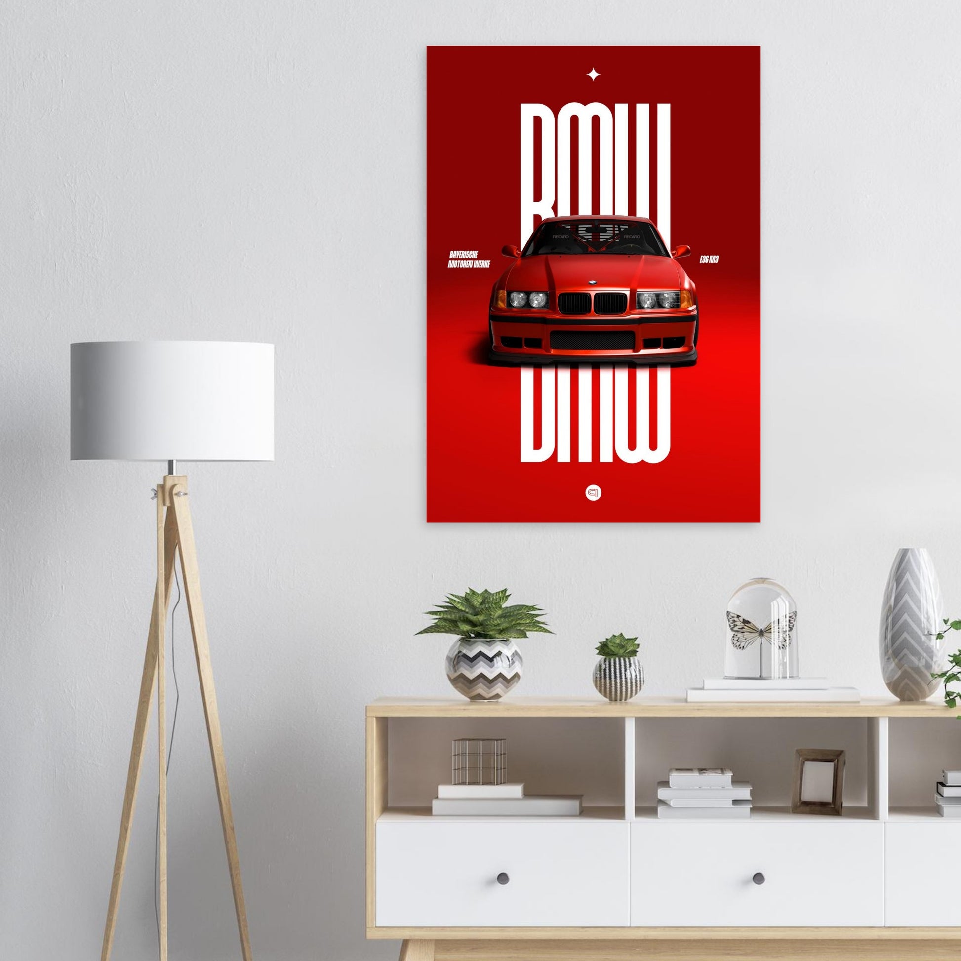 Car Poster - BMW E36 - Red