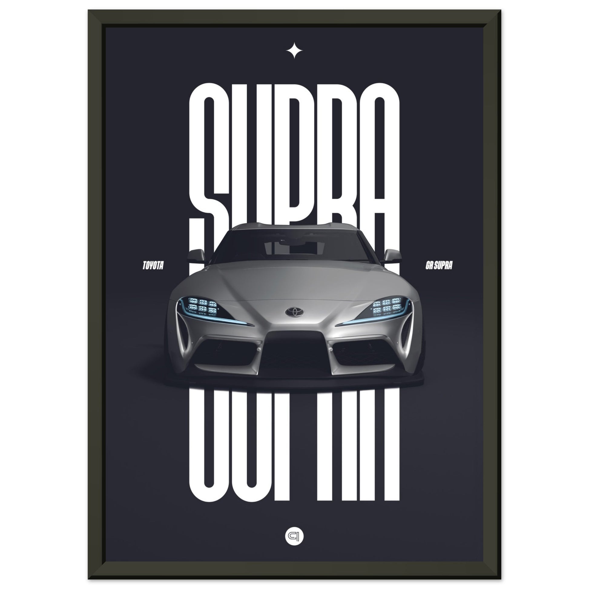 Framed Car Poster - Toyota GR Supra Bumper - White