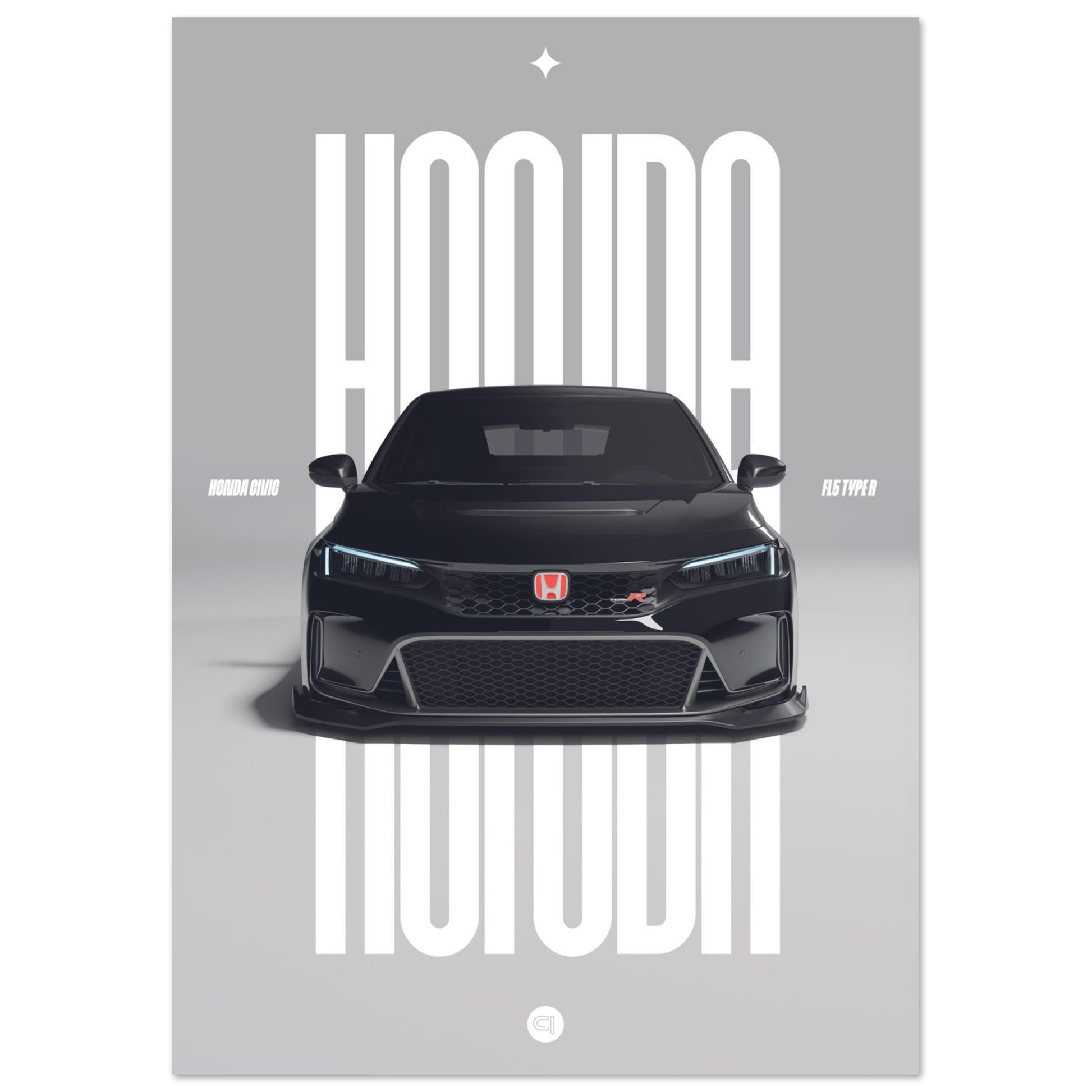 Car Poster - Honda Civic FL5 Type R - White