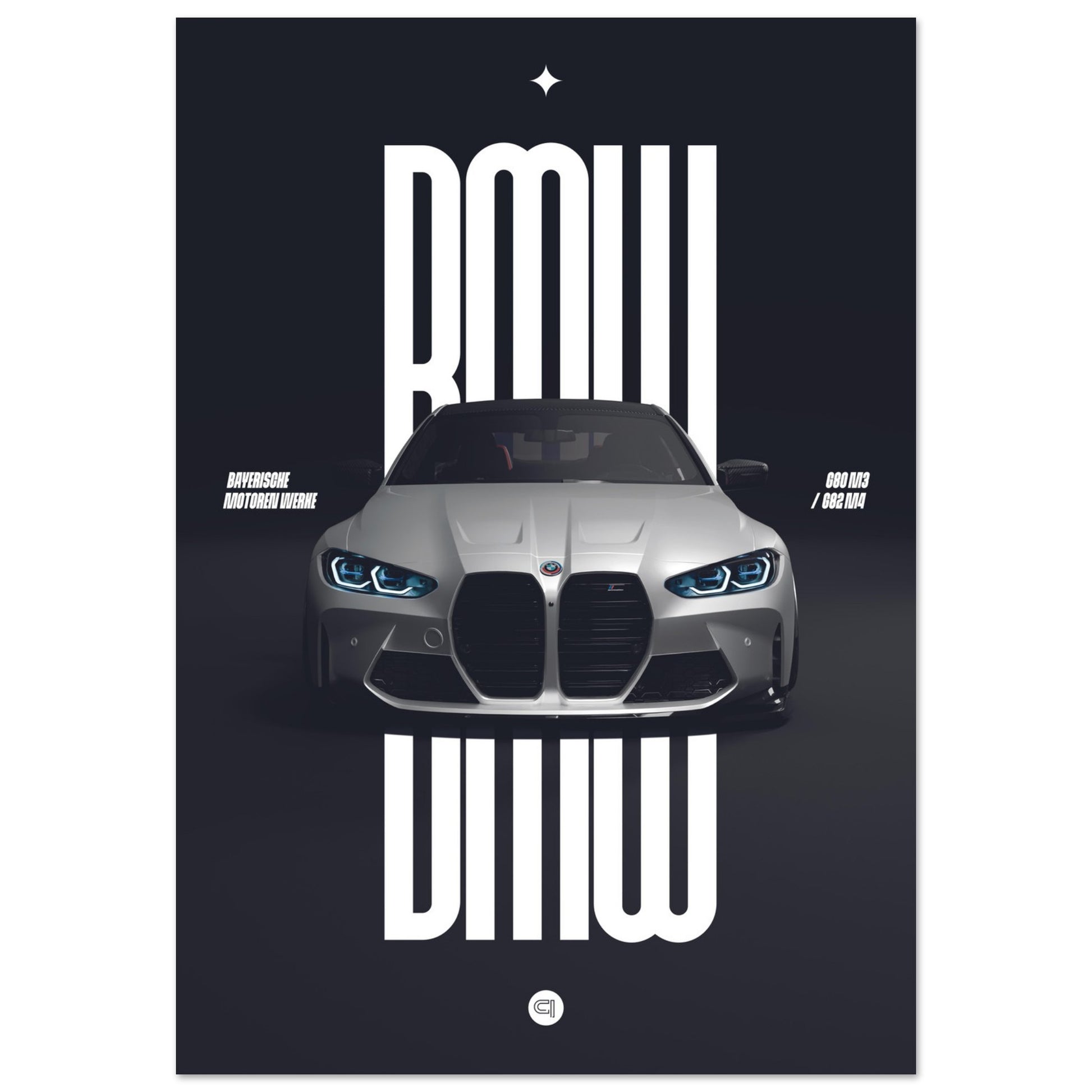 Car Poster - BMW G80 M3 / G82 M4 Bumper - White