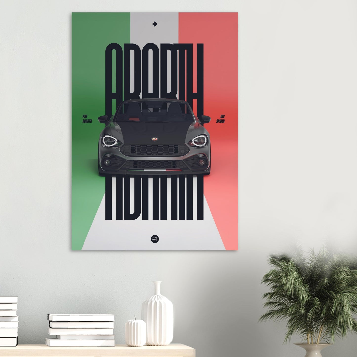 Car Poster - Fiat Abarth 124 Spider - Italy black typo