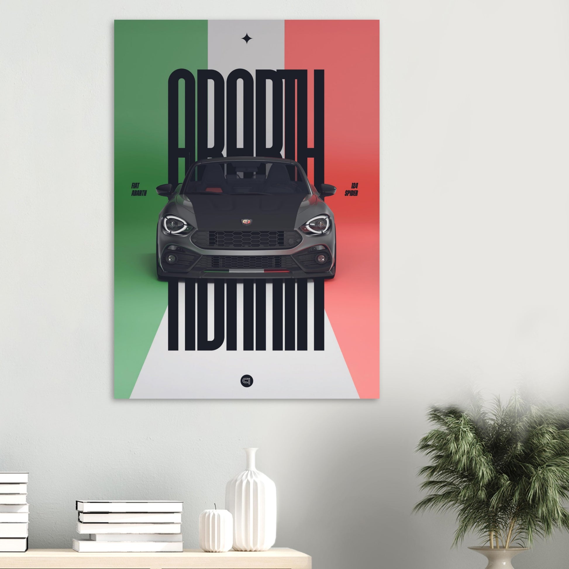 Car Poster - Fiat Abarth 124 Spider - Italy black typo