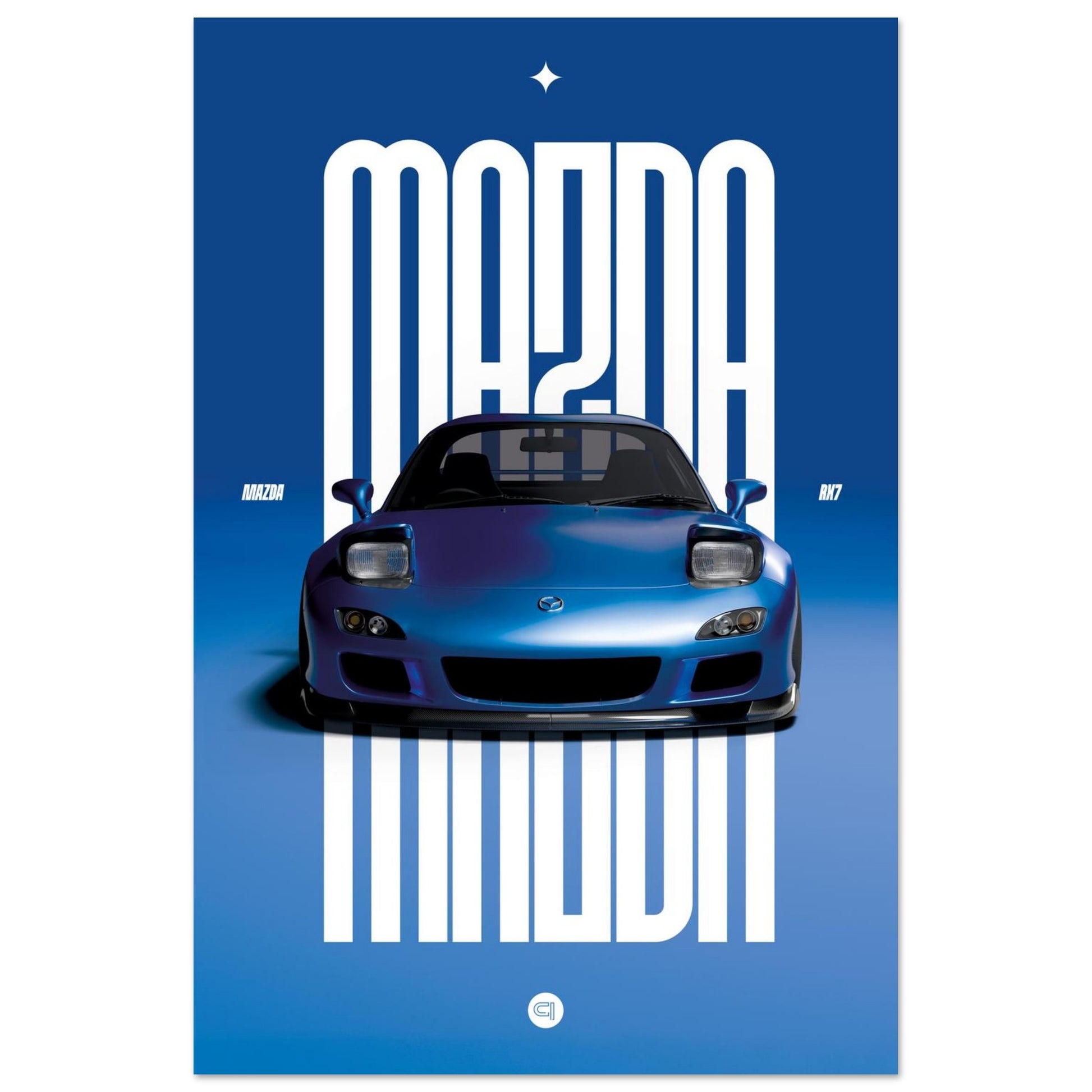 Car Poster - Mazda RX7 - Blue Pop up