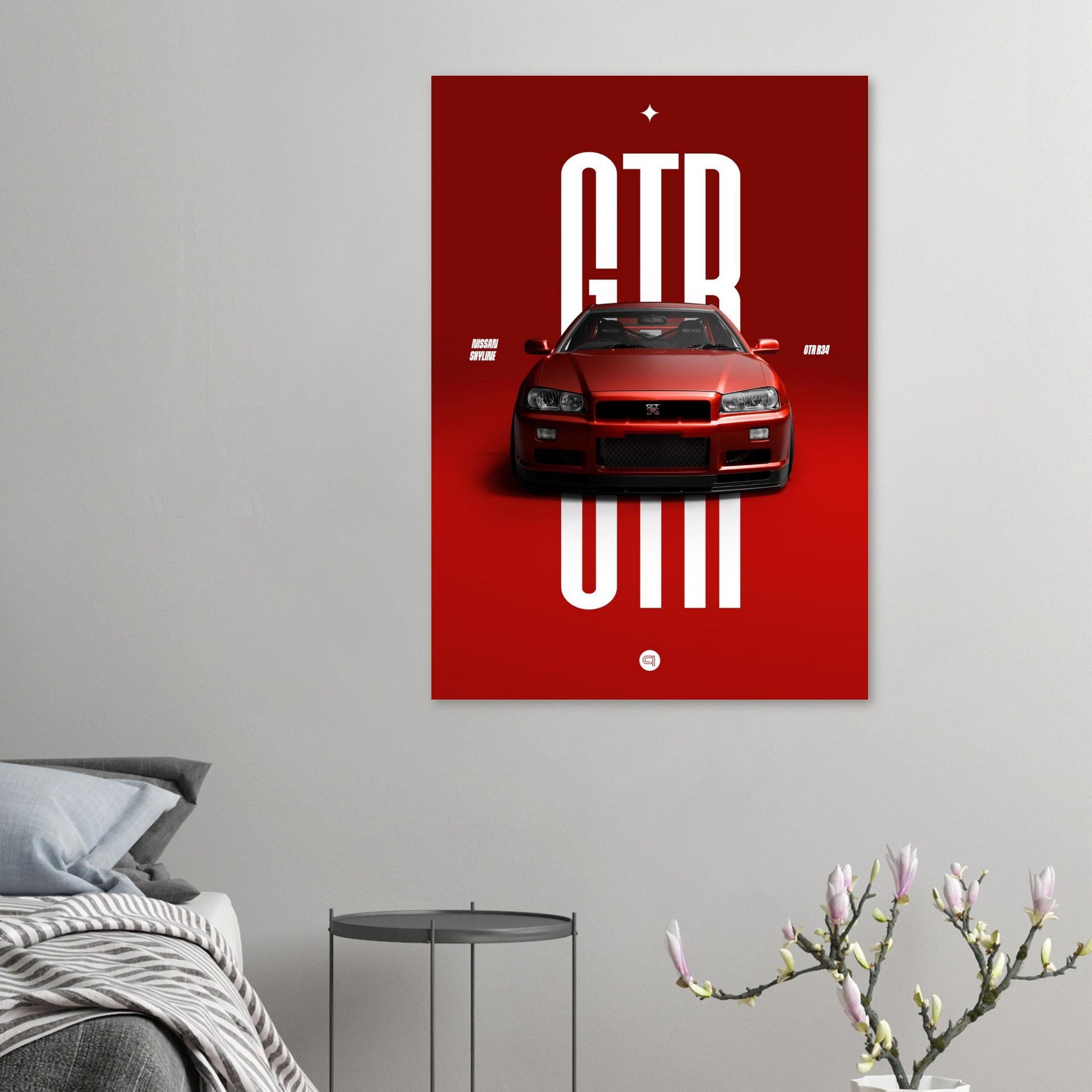 Car Poster - Nissan Skyline GTR R34 - Red