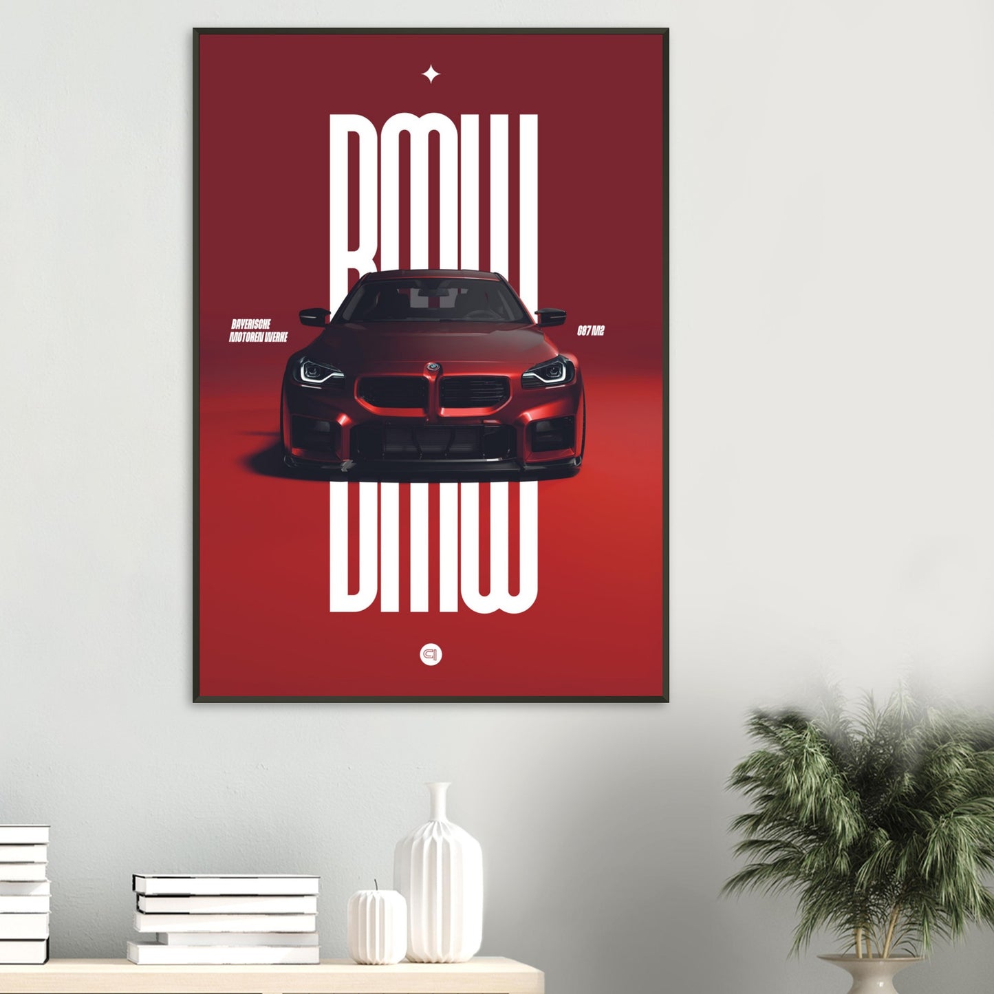 Framed Car Poster - BMW G87 M2 - Red