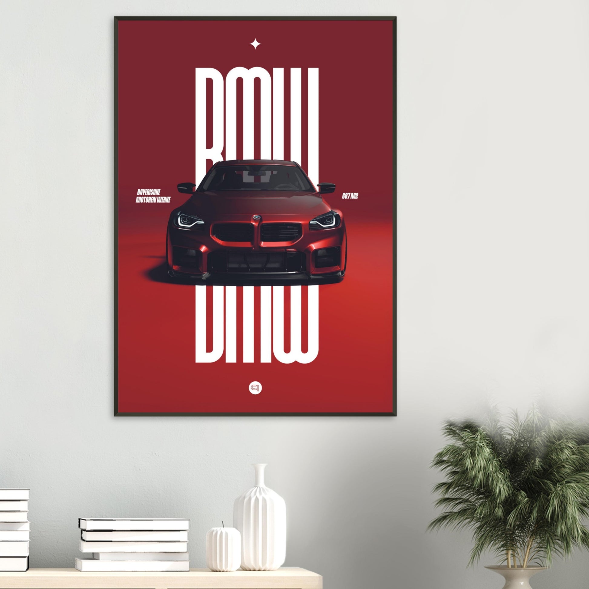 Framed Car Poster - BMW G87 M2 - Red