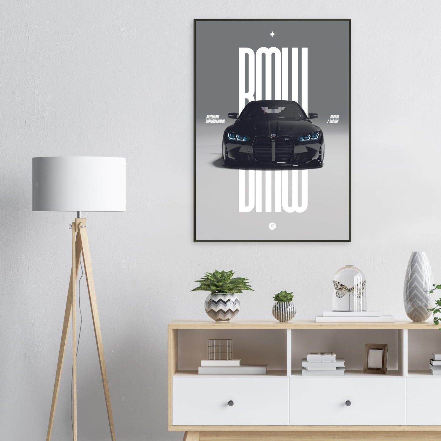 Framed Car Poster - BMW G80 M3 / G82 M4 Bumper - Black