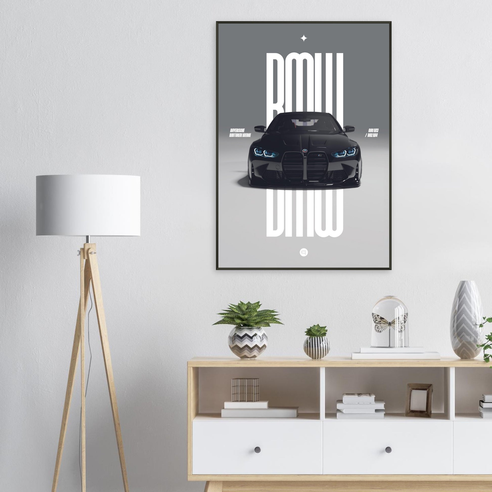 Framed Car Poster - BMW G80 M3 / G82 M4 Bumper - Black