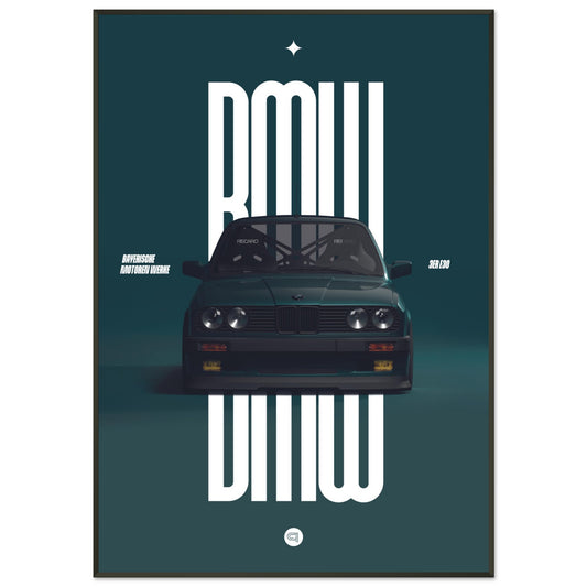 Framed Car Poster - BMW E30 - Green