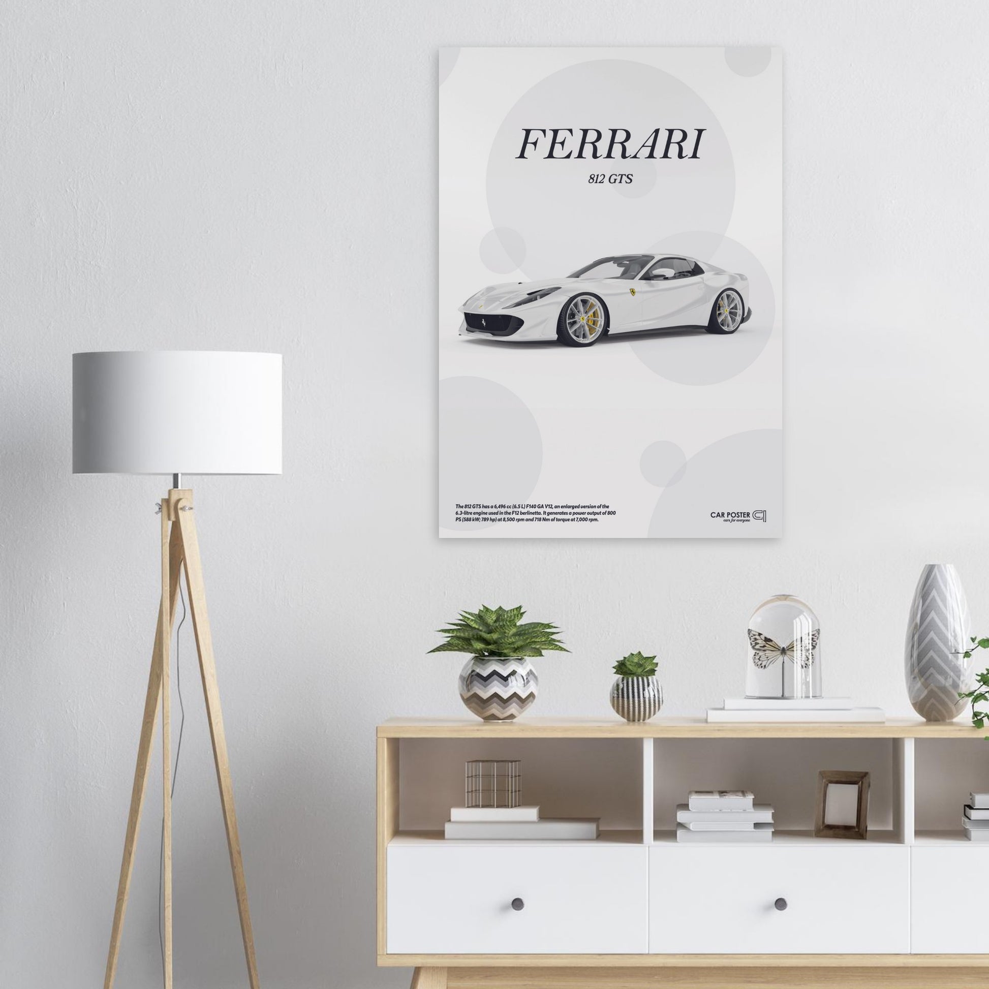Car Poster - Ferrari 812 GTS Bubblegum - White