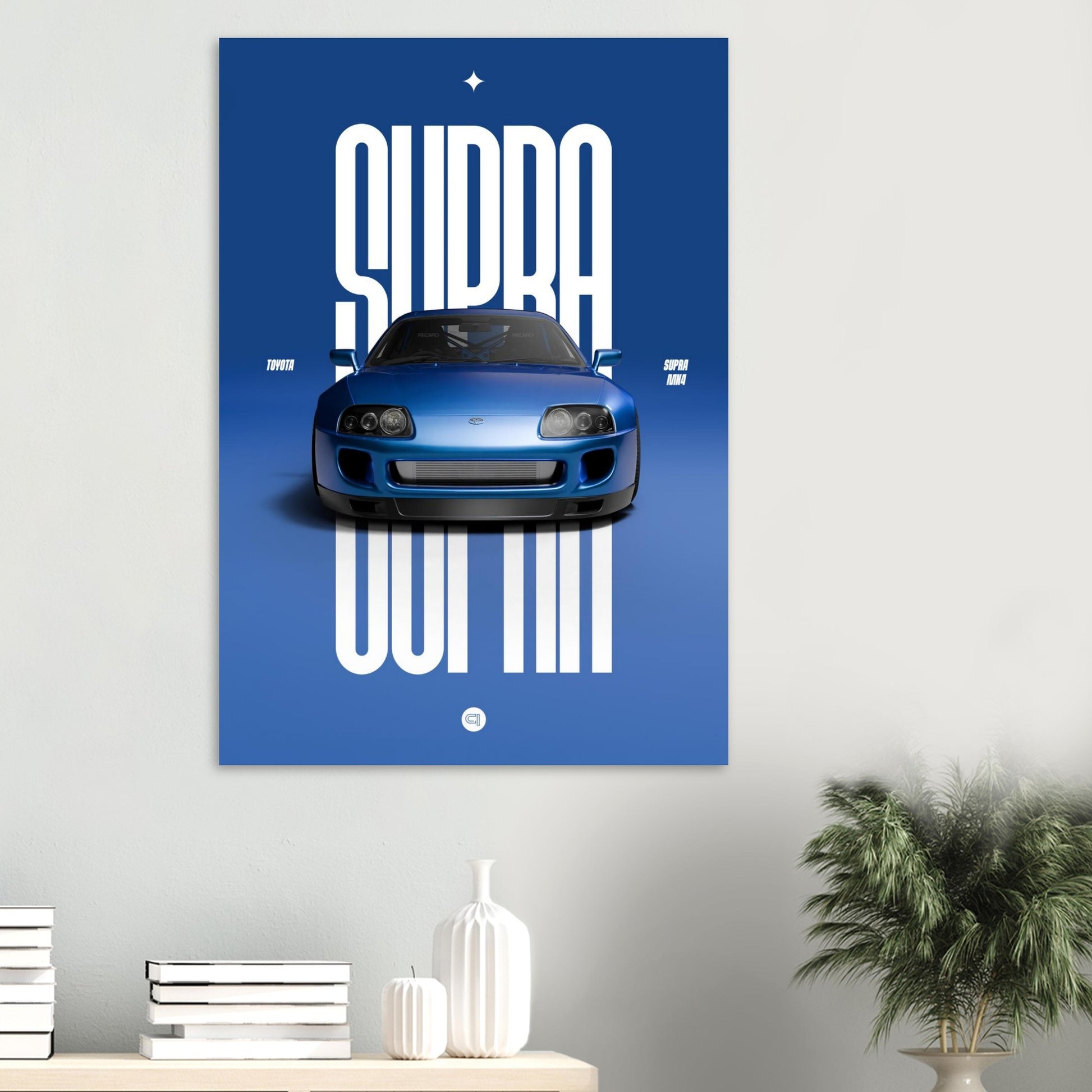 Car Poster - Toyota Supra MK4 - Blue