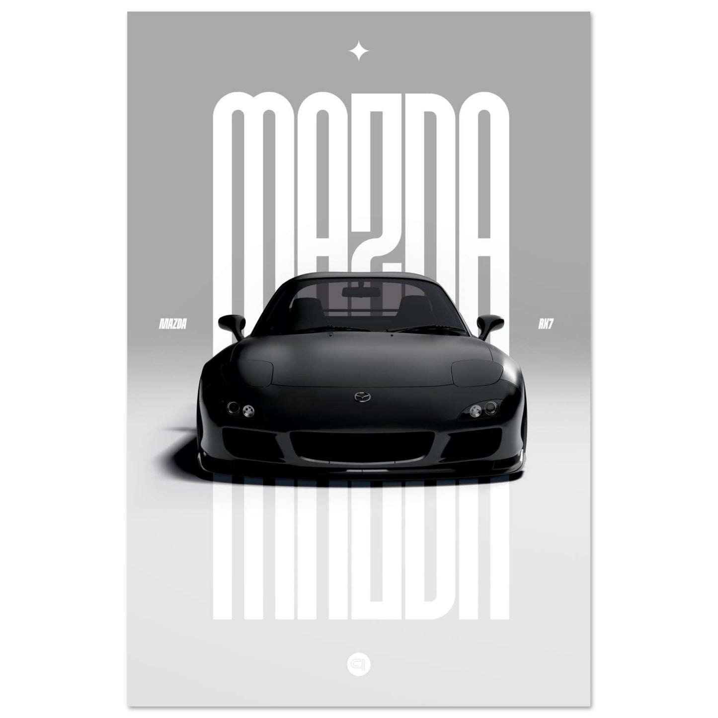 Car Poster - Mazda RX7 - Black