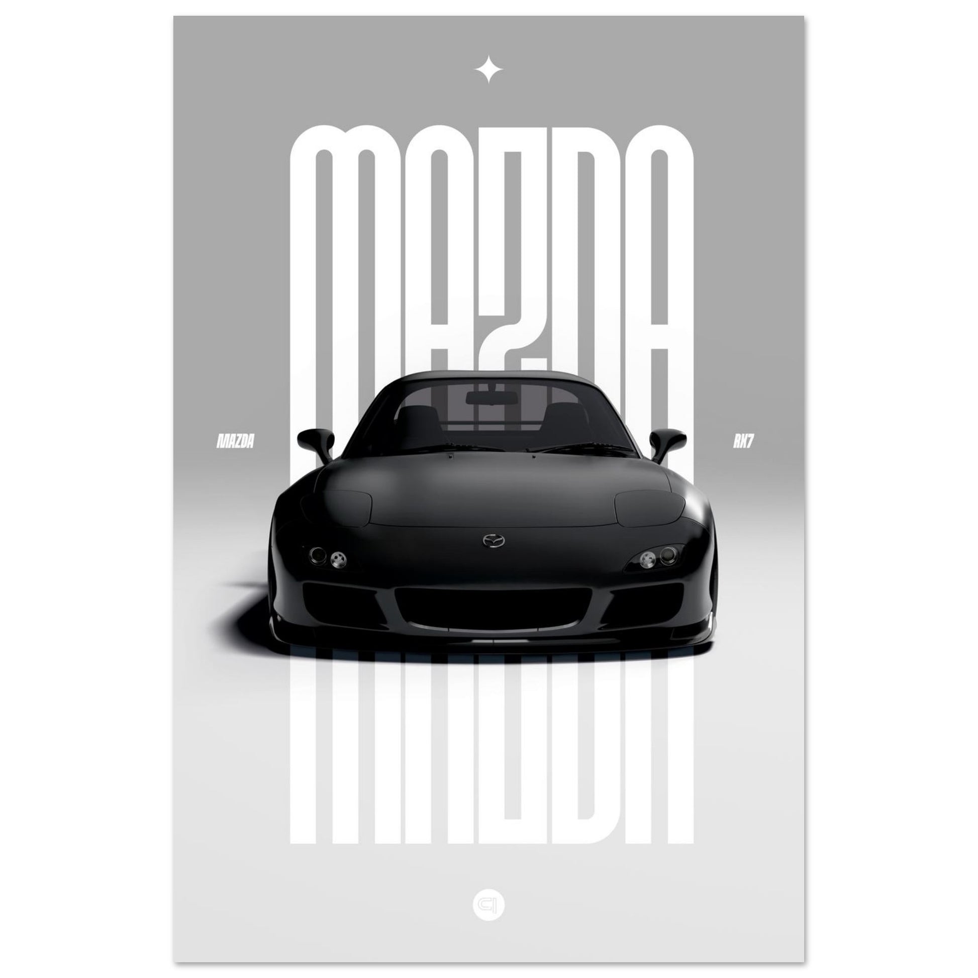 Car Poster - Mazda RX7 - Black