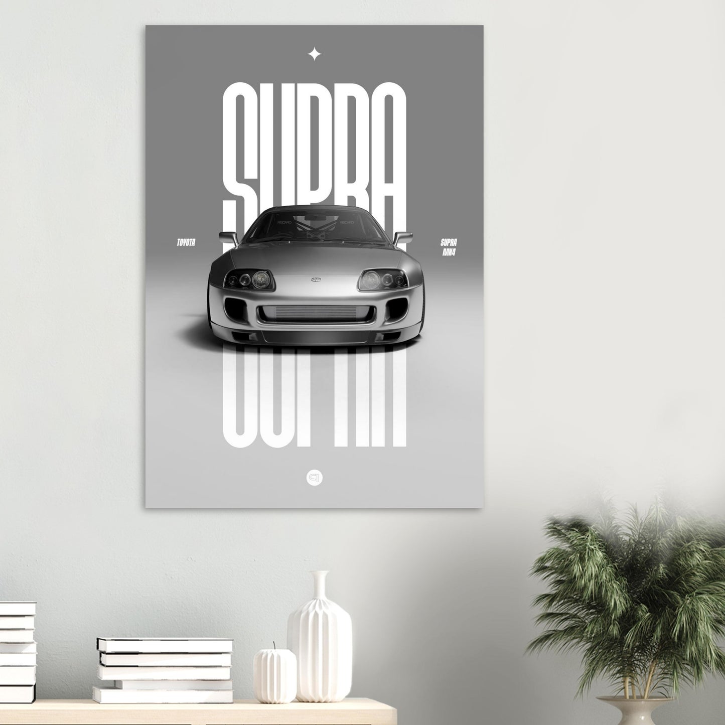 Car Poster - Toyota Supra MK4 - Silver