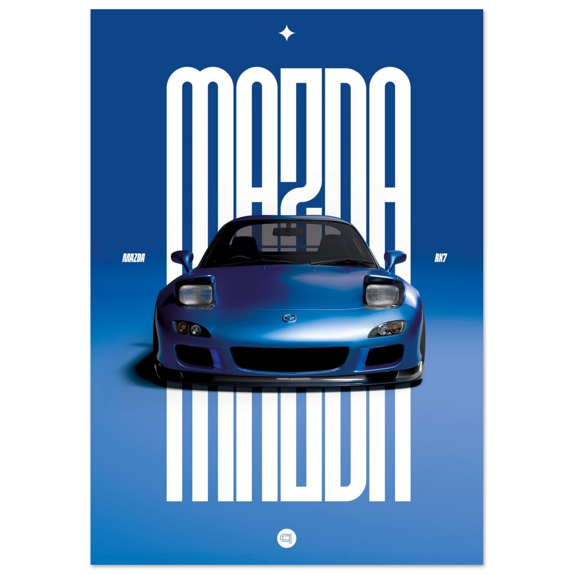 Car Poster - Mazda RX7 - Blue Pop up