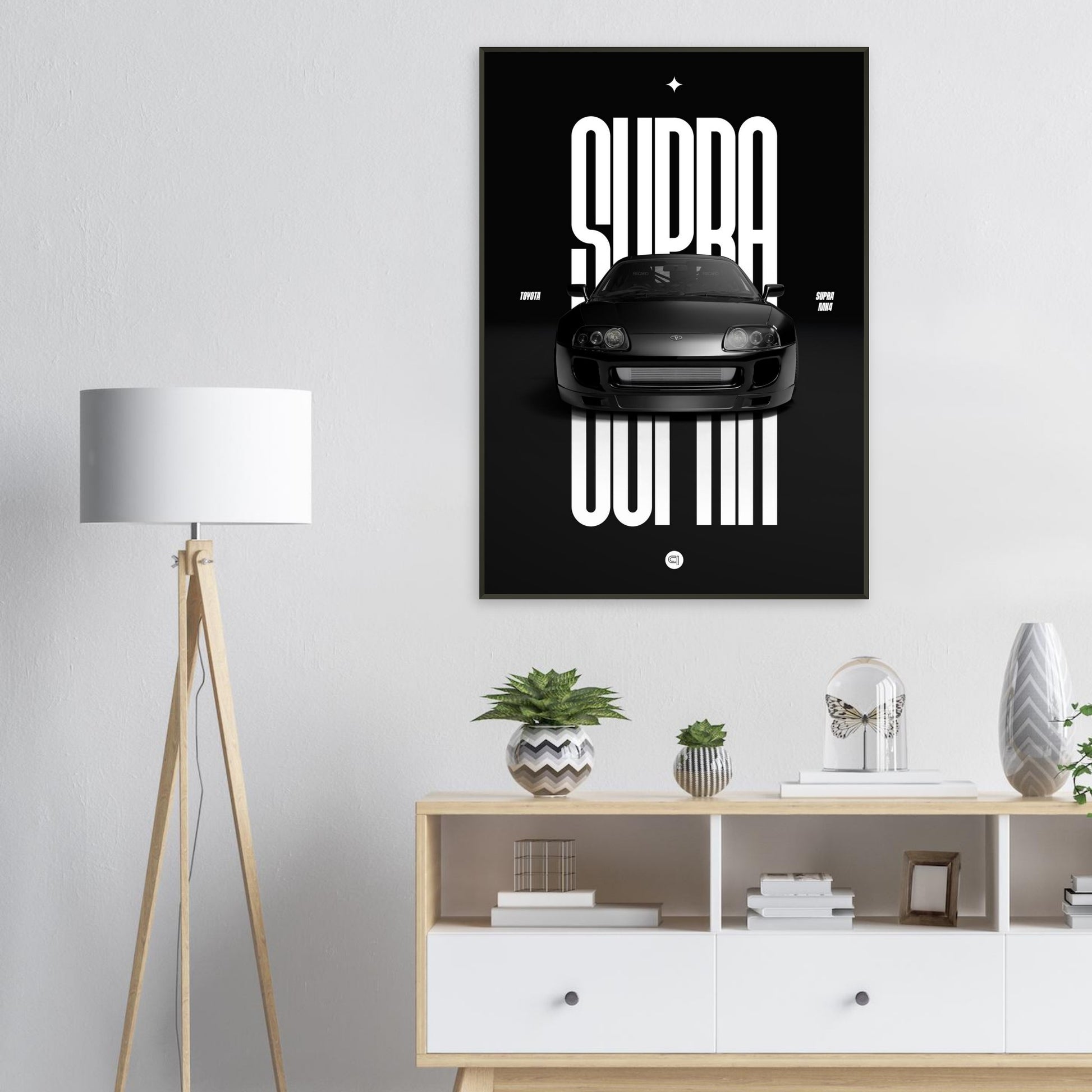 Framed Car Poster - Toyota Supra MK4 - Black