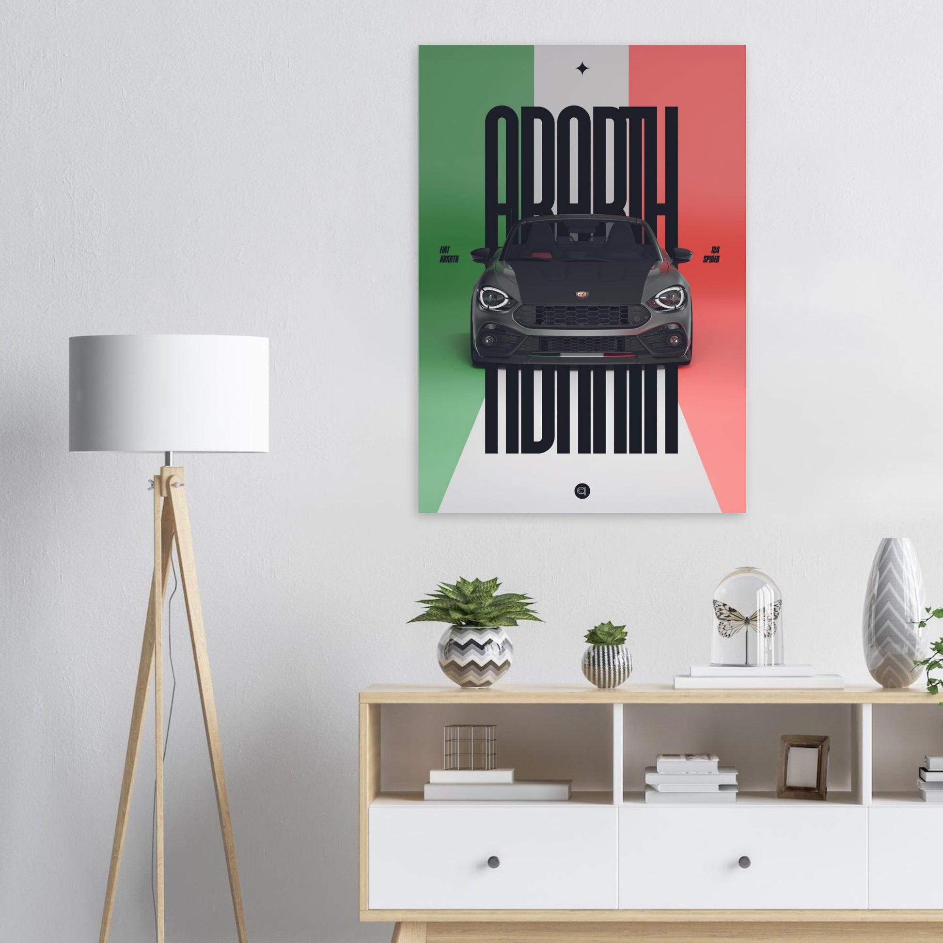 Car Poster - Fiat Abarth 124 Spider - Italy black typo