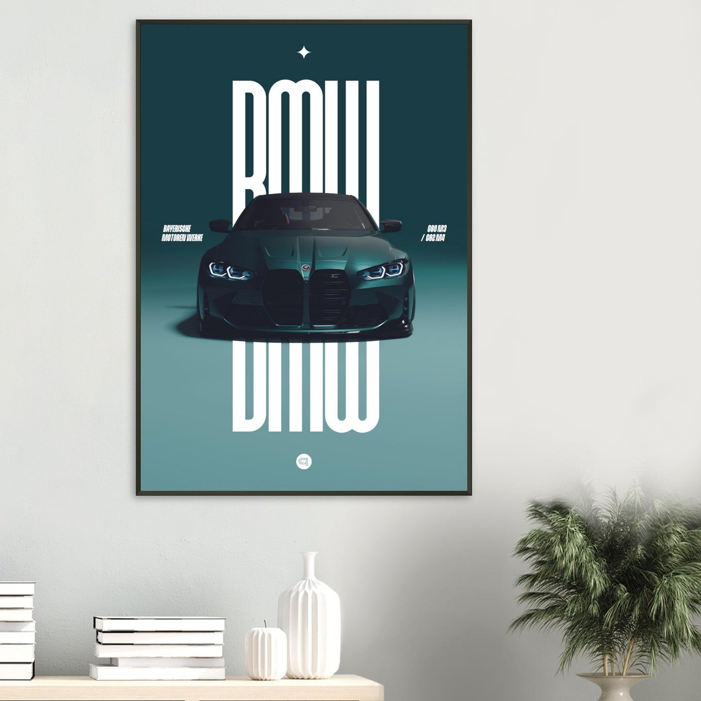 Framed Car Poster - BMW G80 M3 / G82 M4 Bumper - Darkgreen