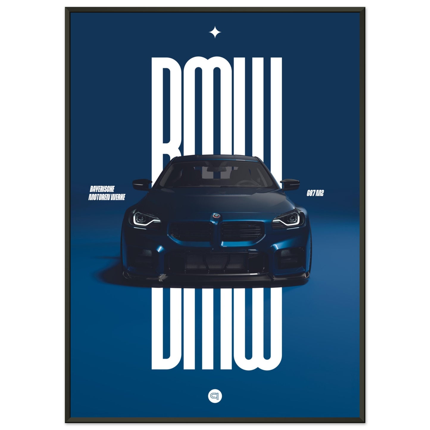 Framed Car Poster - BMW G87 M2 - Darkblue