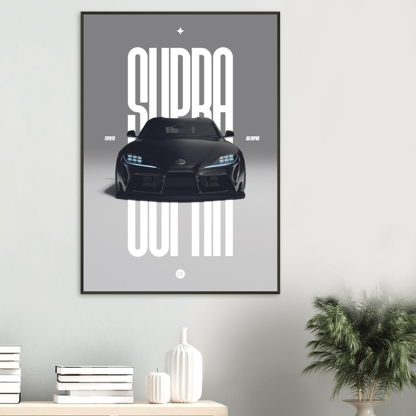 Framed Car Poster - Toyota GR Supra Bumper - Black