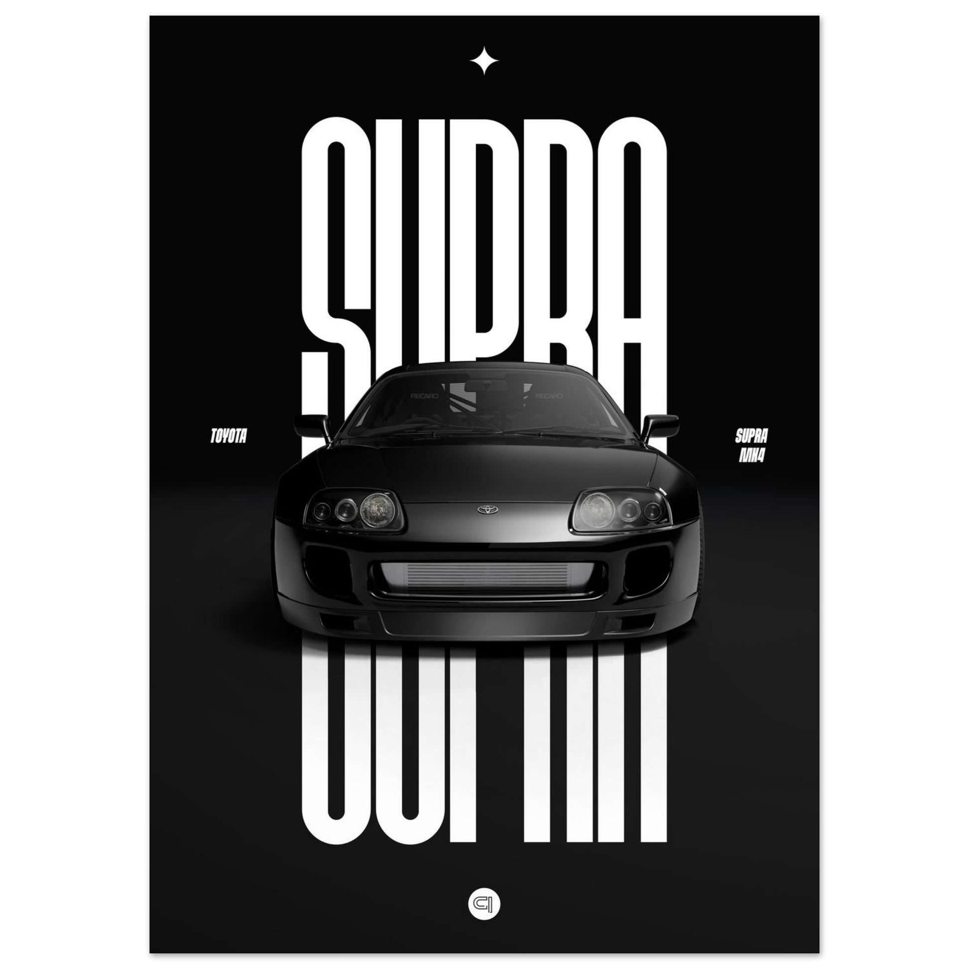 Car Poster - Toyota Supra MK4 - Black