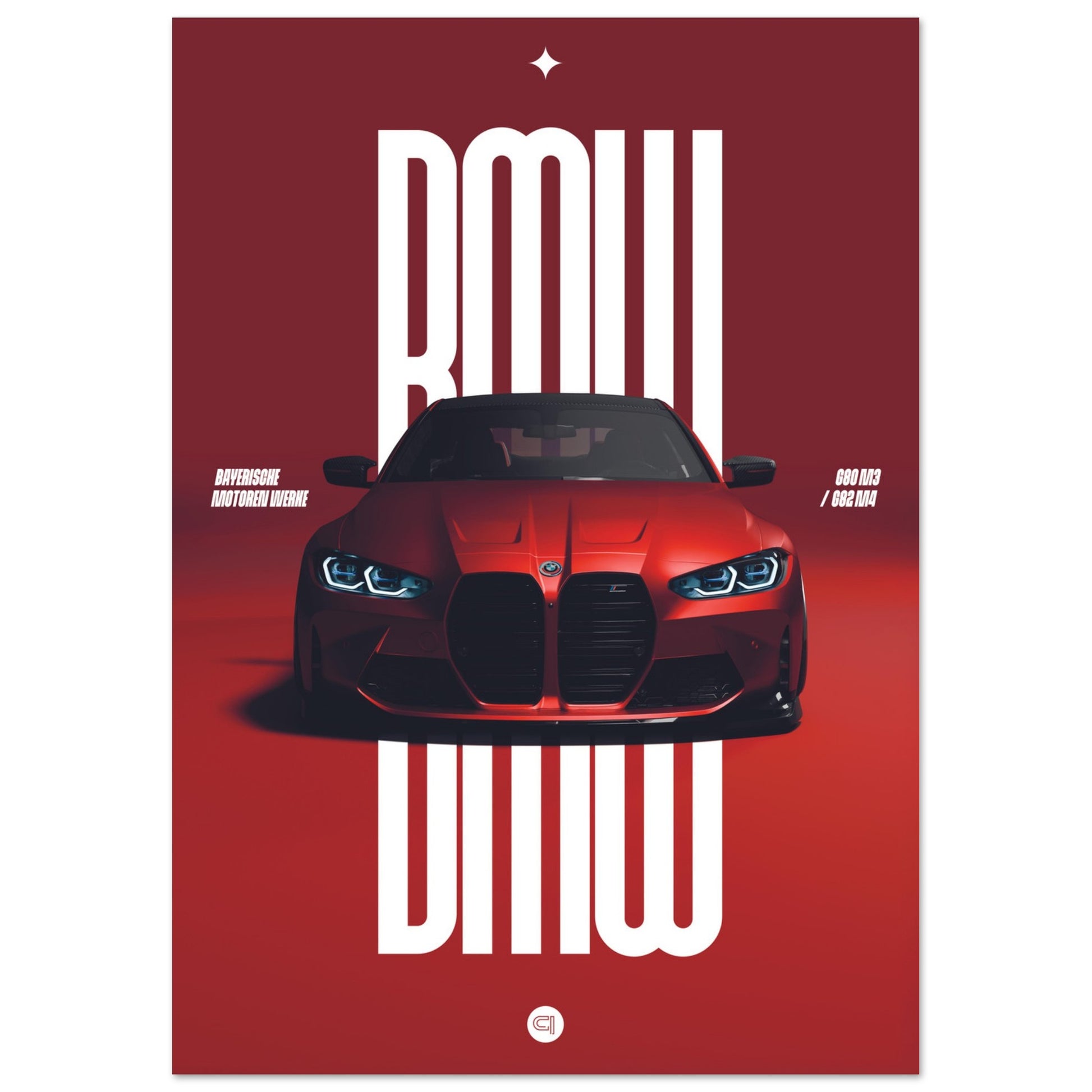 Car Poster - BMW G80 M3 / G82 M4 Bumper - Red