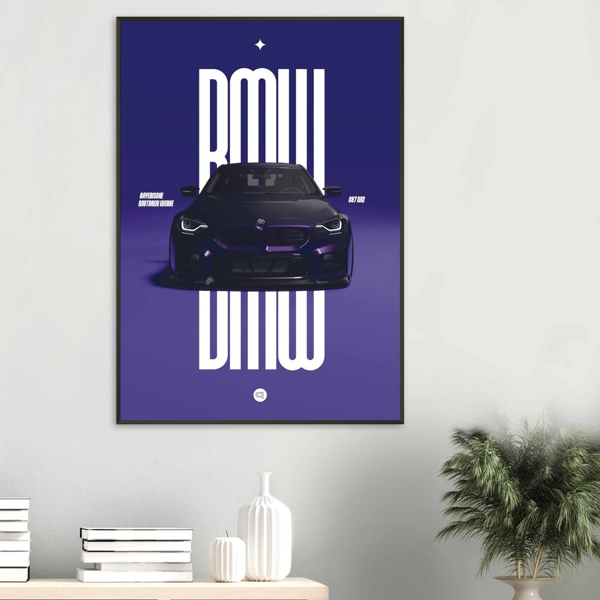 Framed Car Poster - BMW G87 M2 - Purble