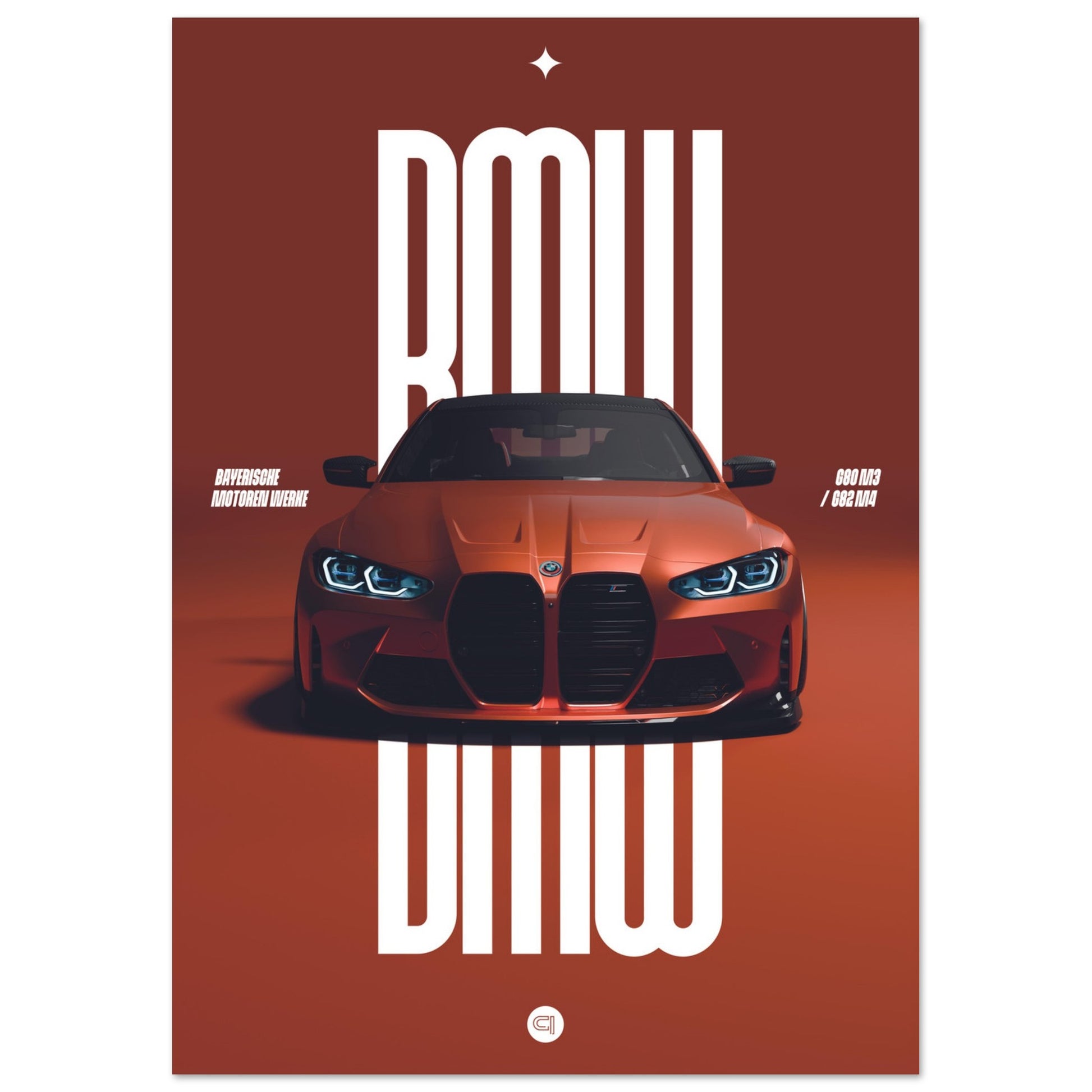 Car Poster - BMW G80 M3 / G82 M4 Bumper - Orange
