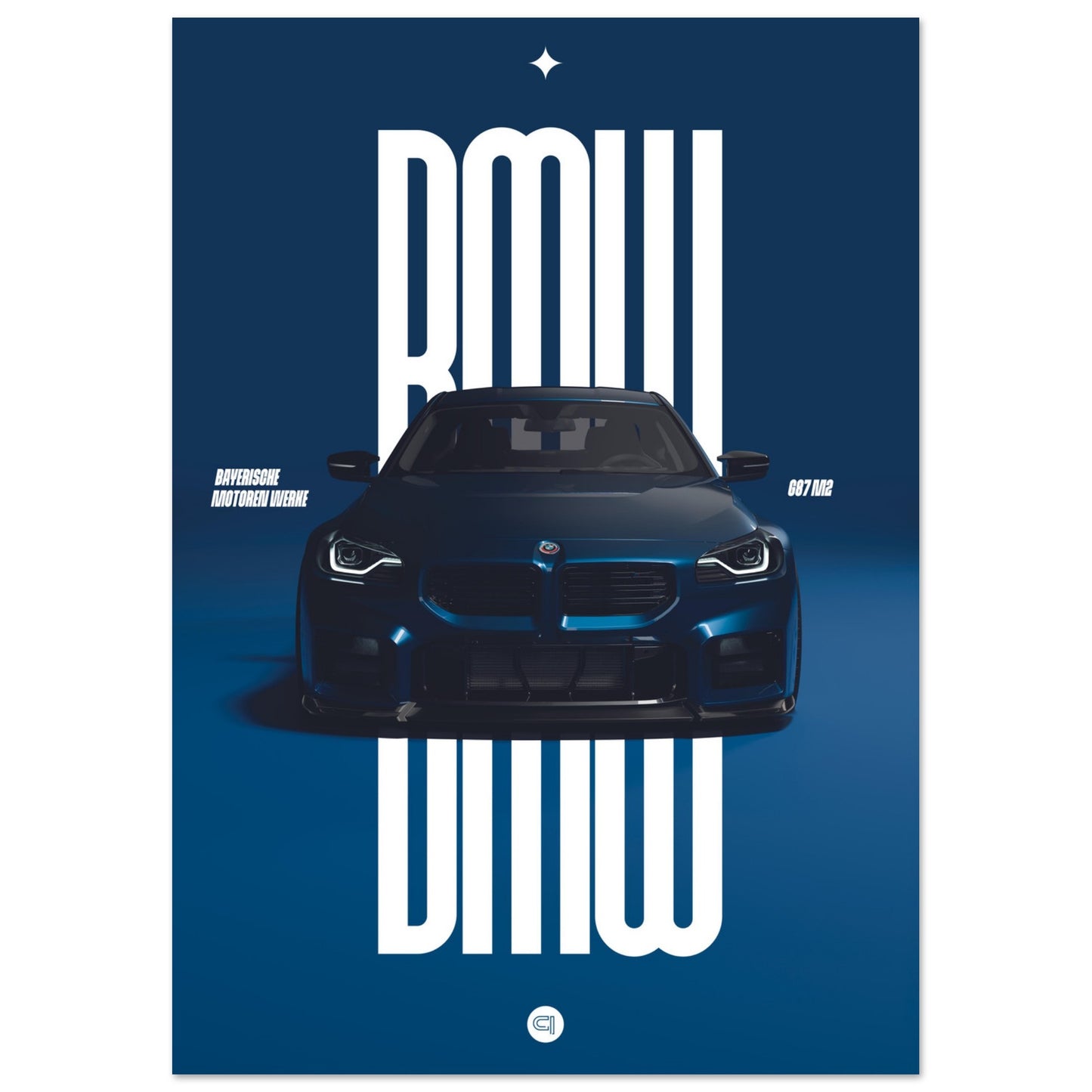 Car Poster - BMW G87 M2 - Darkblue