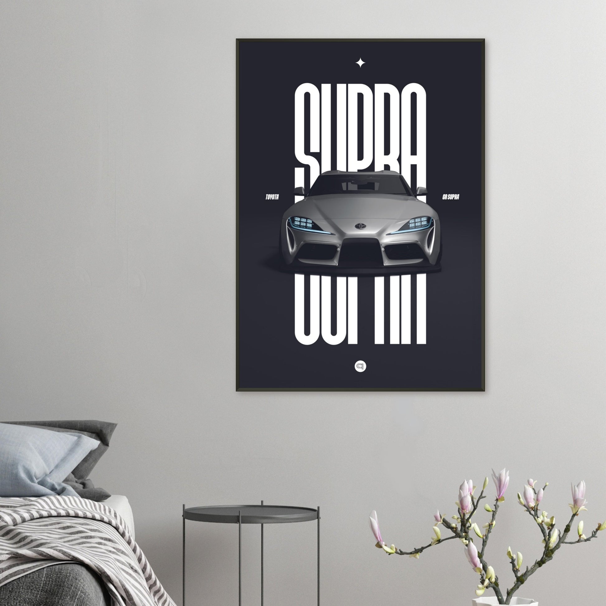 Framed Car Poster - Toyota GR Supra Bumper - White