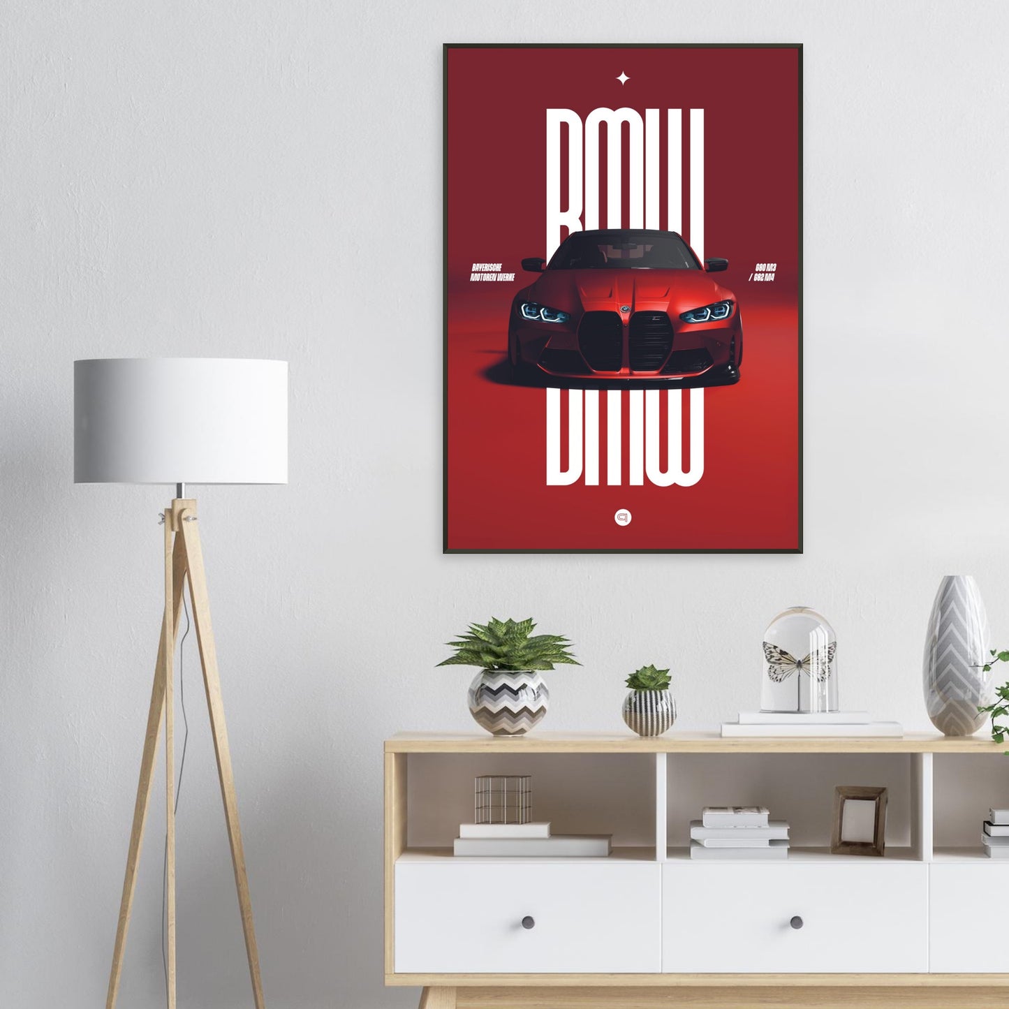 Framed Car Poster - BMW G80 M3 / G82 M4 Bumper - Red