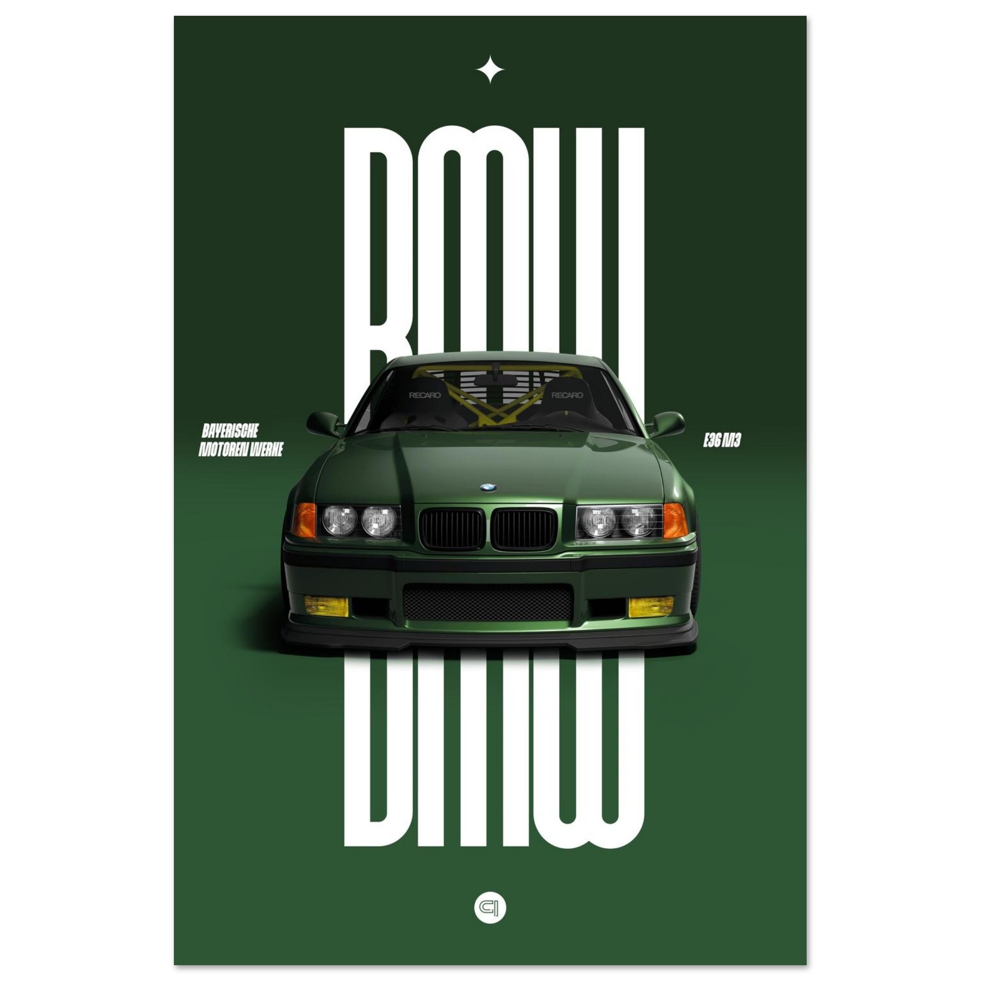 Car Poster - BMW E36 - Green