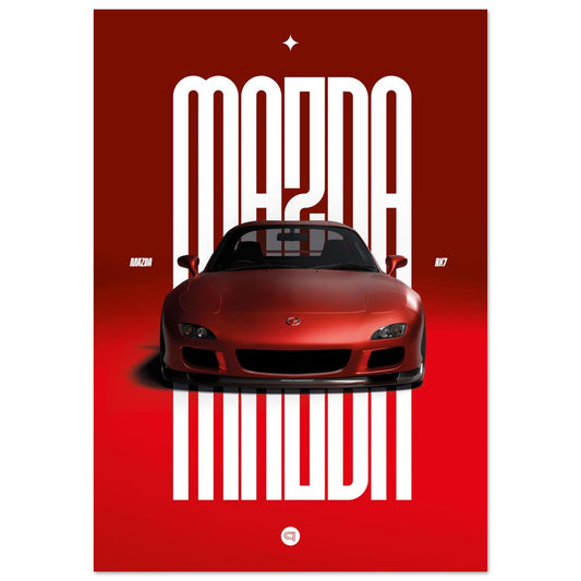 Car Poster - Mazda RX7 - Red