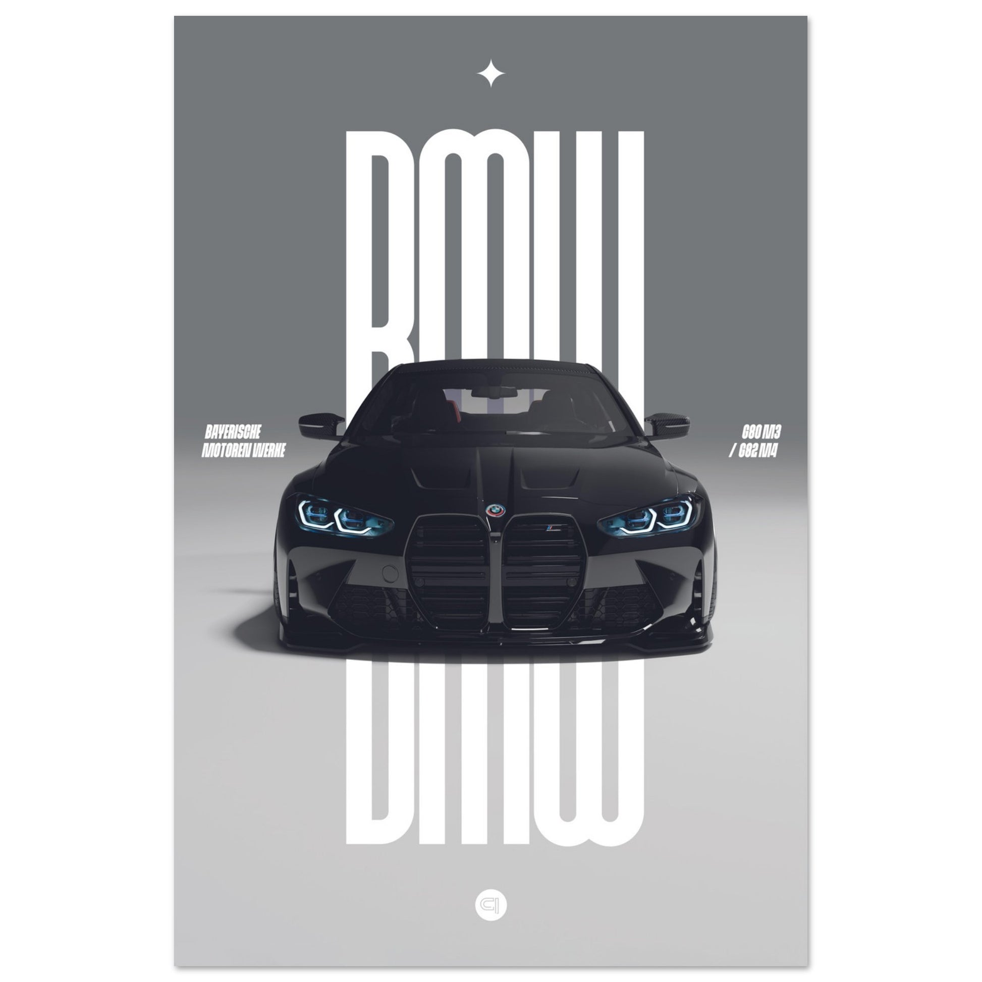 Car Poster - BMW G80 M3 / G82 M4 Bumper - Black