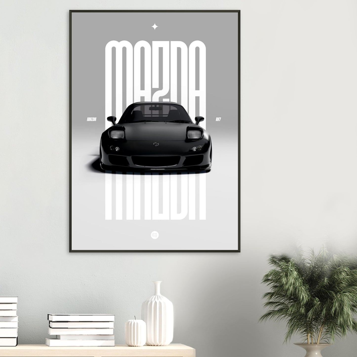 Framed Car Poster - Mazda RX7 - Black Pop up