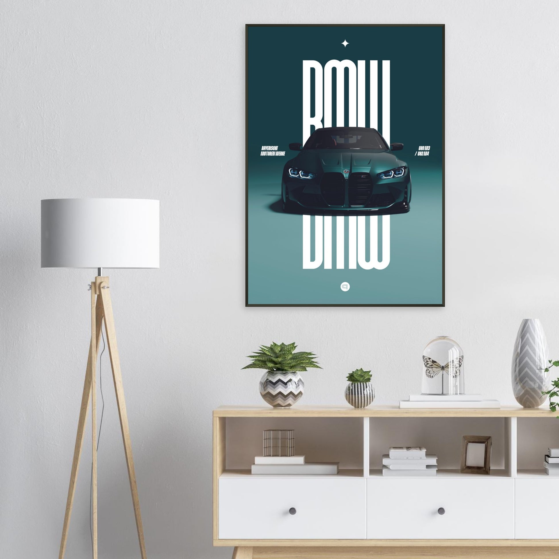 Framed Car Poster - BMW G80 M3 / G82 M4 Bumper - Darkgreen