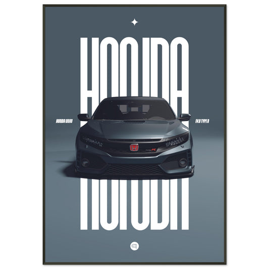 Framed Car Poster - Honda Civic FK8 Type R - Grey