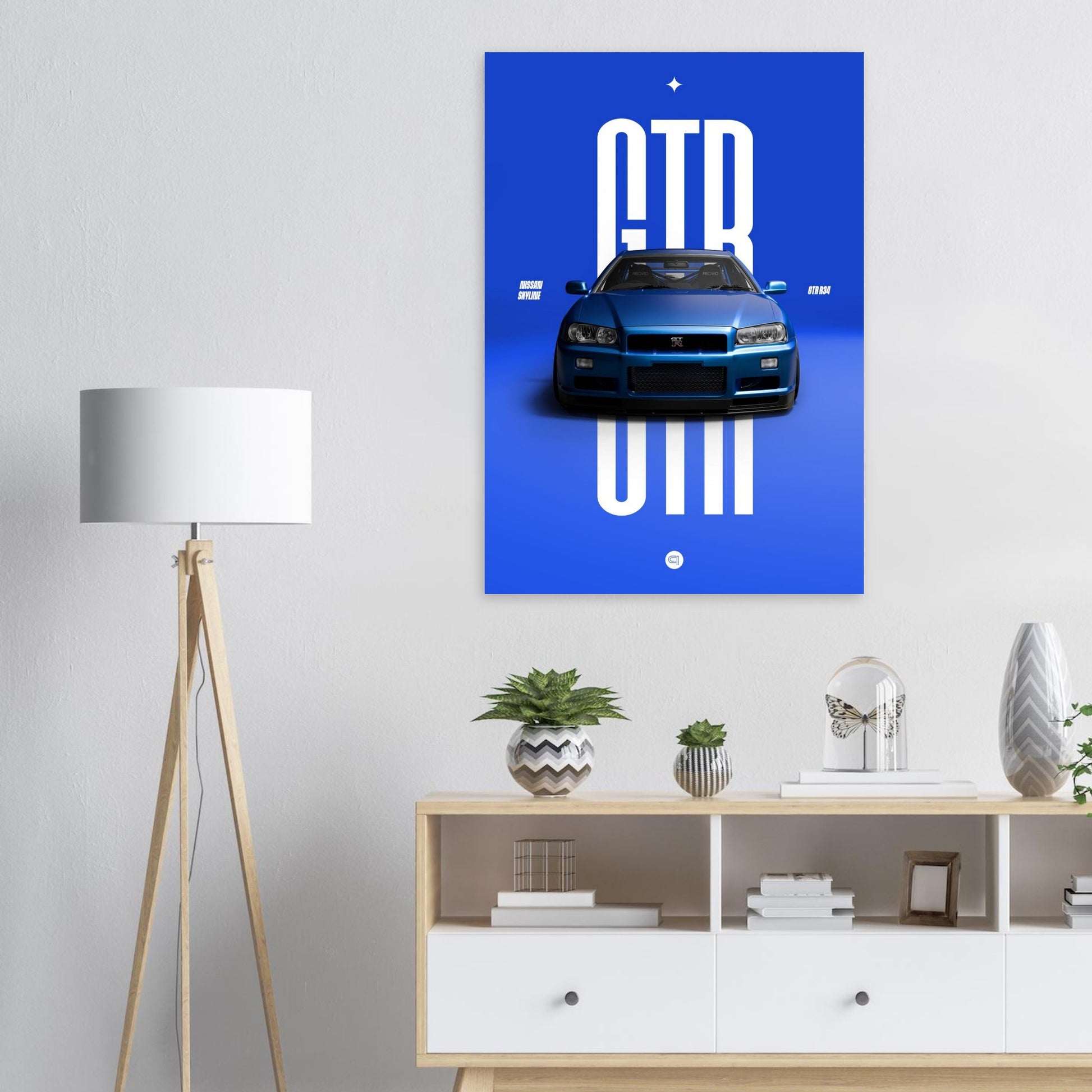 Car Poster - Nissan Skyline GTR R34 - Blue