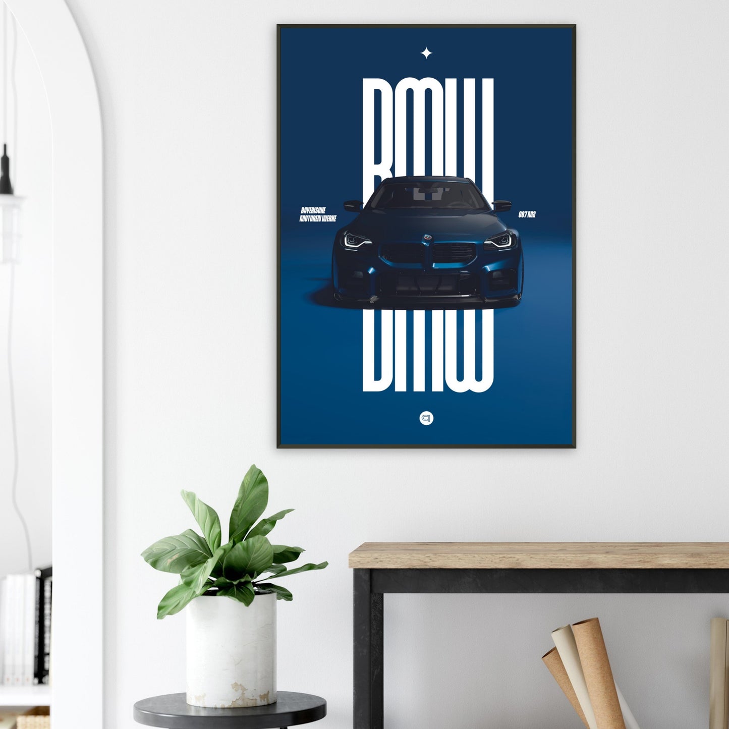 Framed Car Poster - BMW G87 M2 - Darkblue