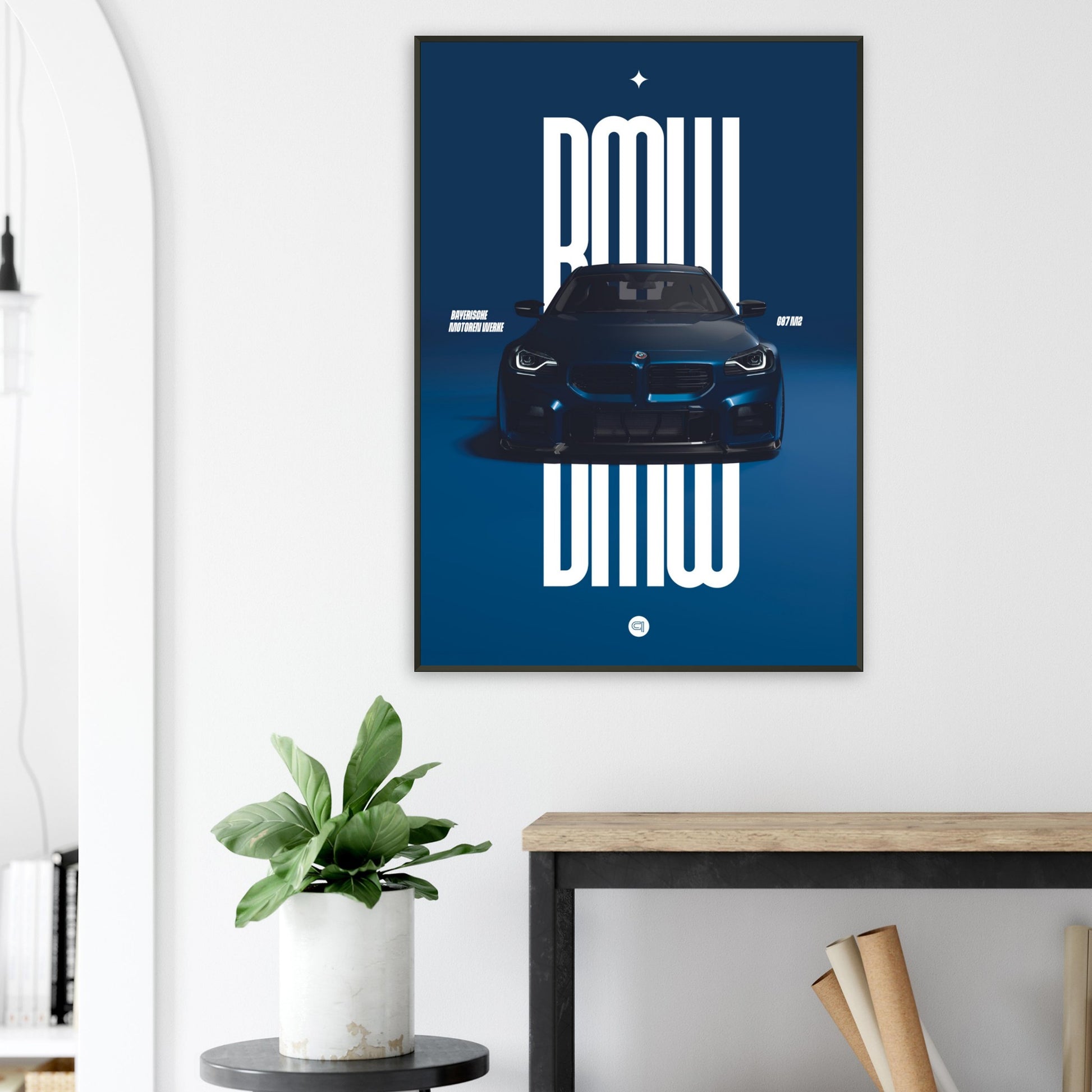 Framed Car Poster - BMW G87 M2 - Darkblue