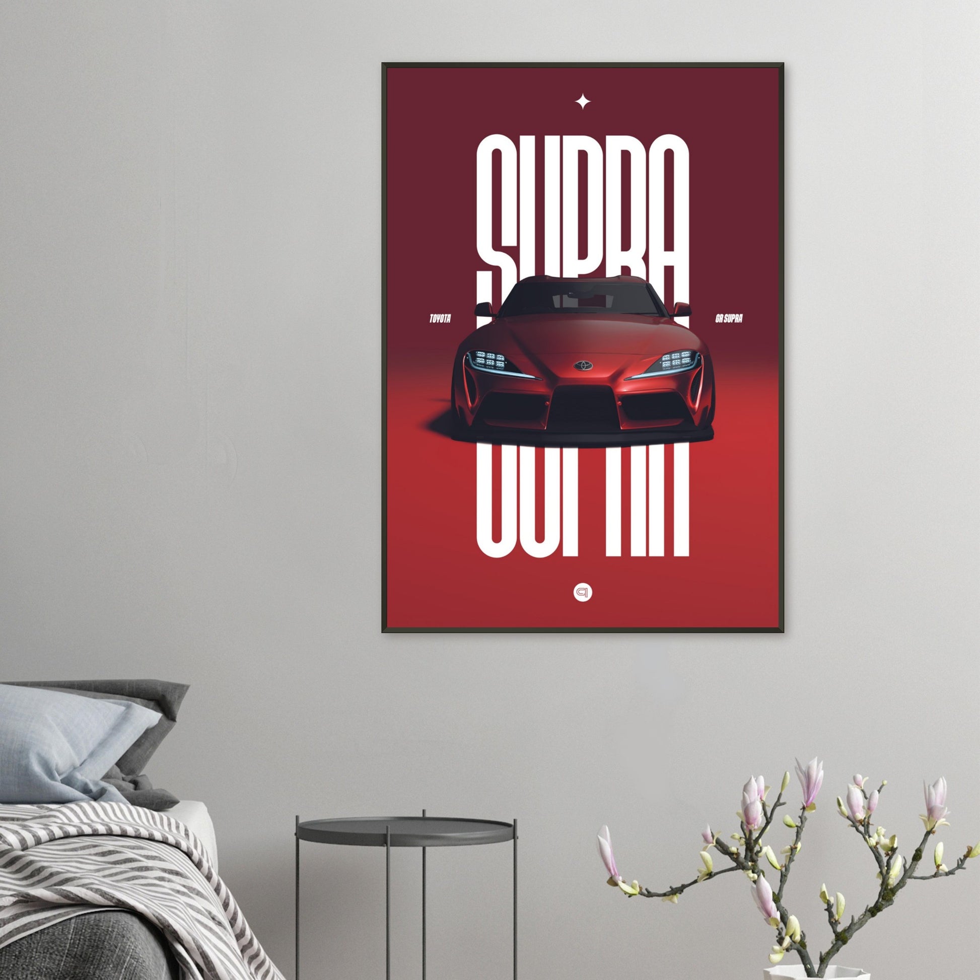 Framed Car Poster - Toyota GR Supra Bumper - Red