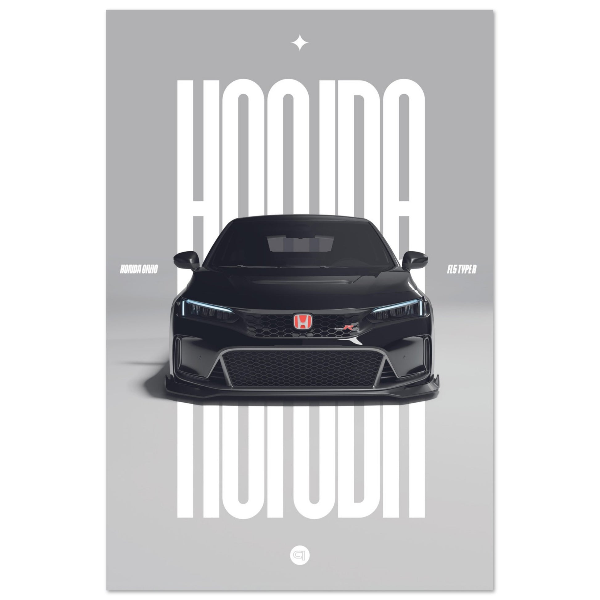 Car Poster - Honda Civic FL5 Type R - White