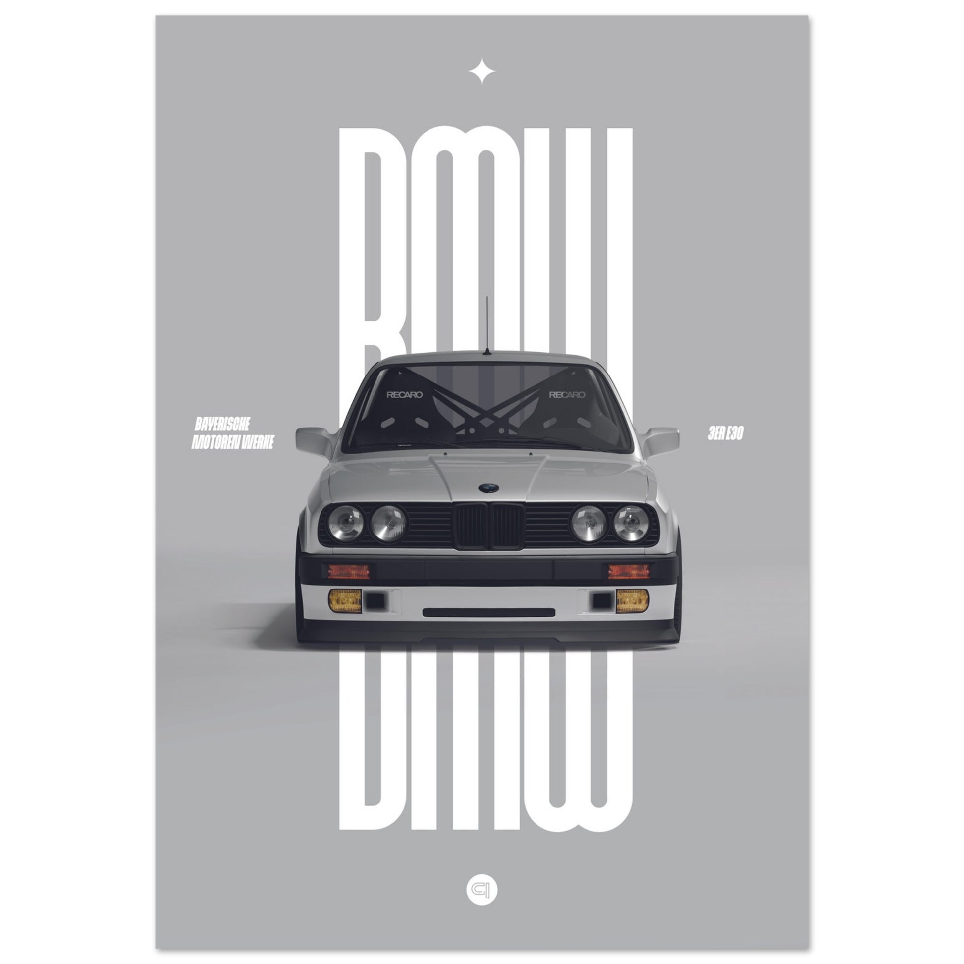 Car Poster - BMW E30 - White
