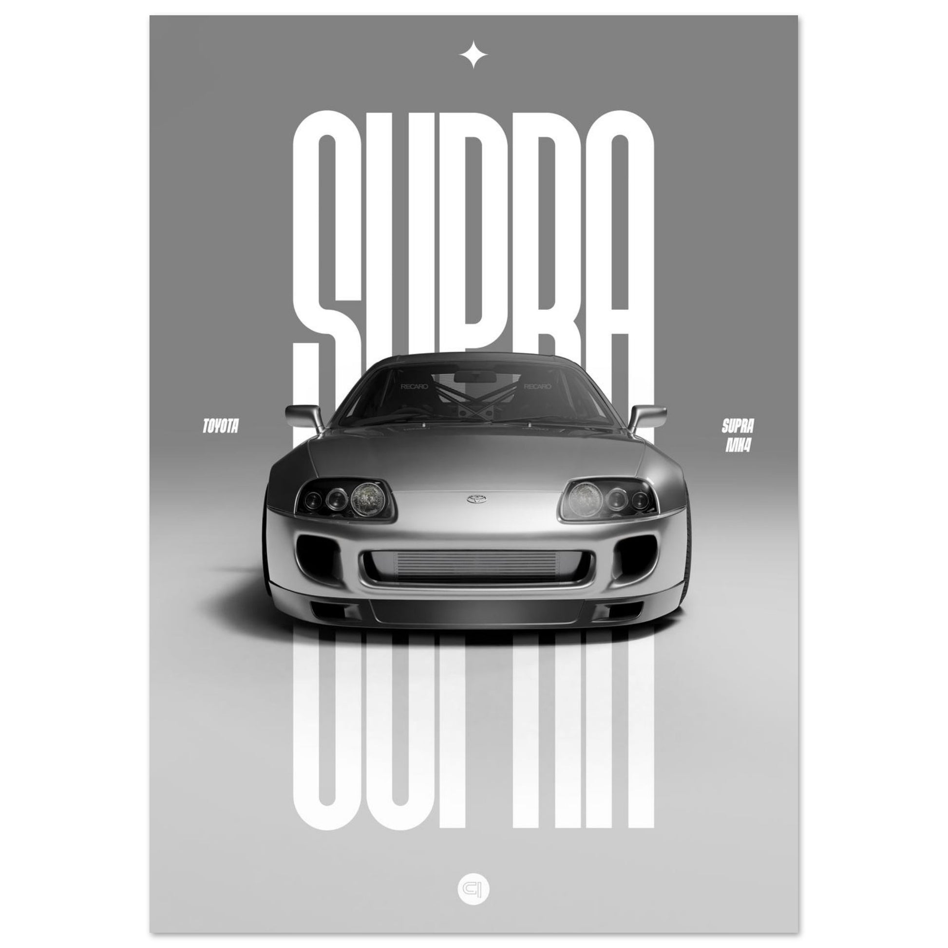 Car Poster - Toyota Supra MK4 - Silver