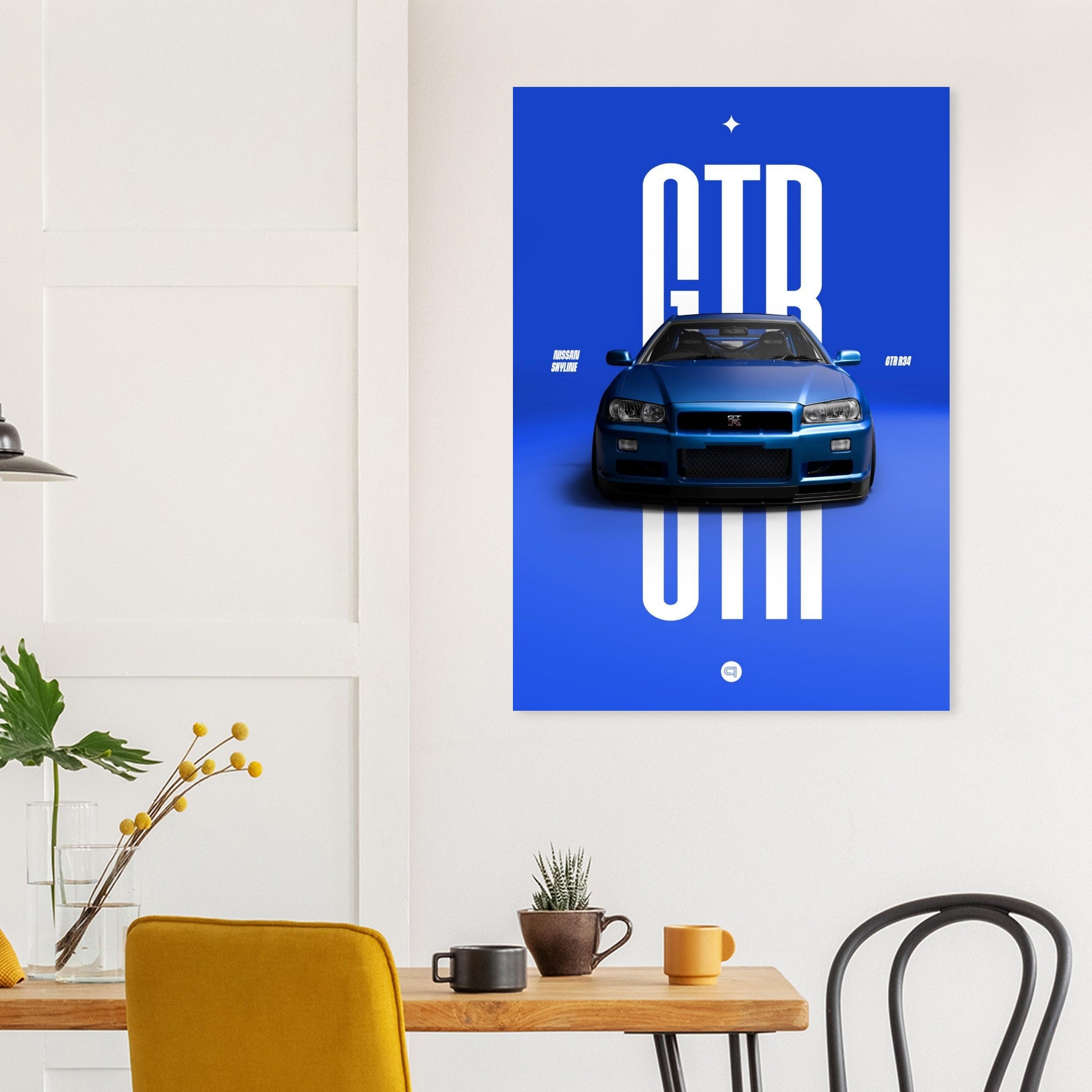Car Poster - Nissan Skyline GTR R34 - Blue