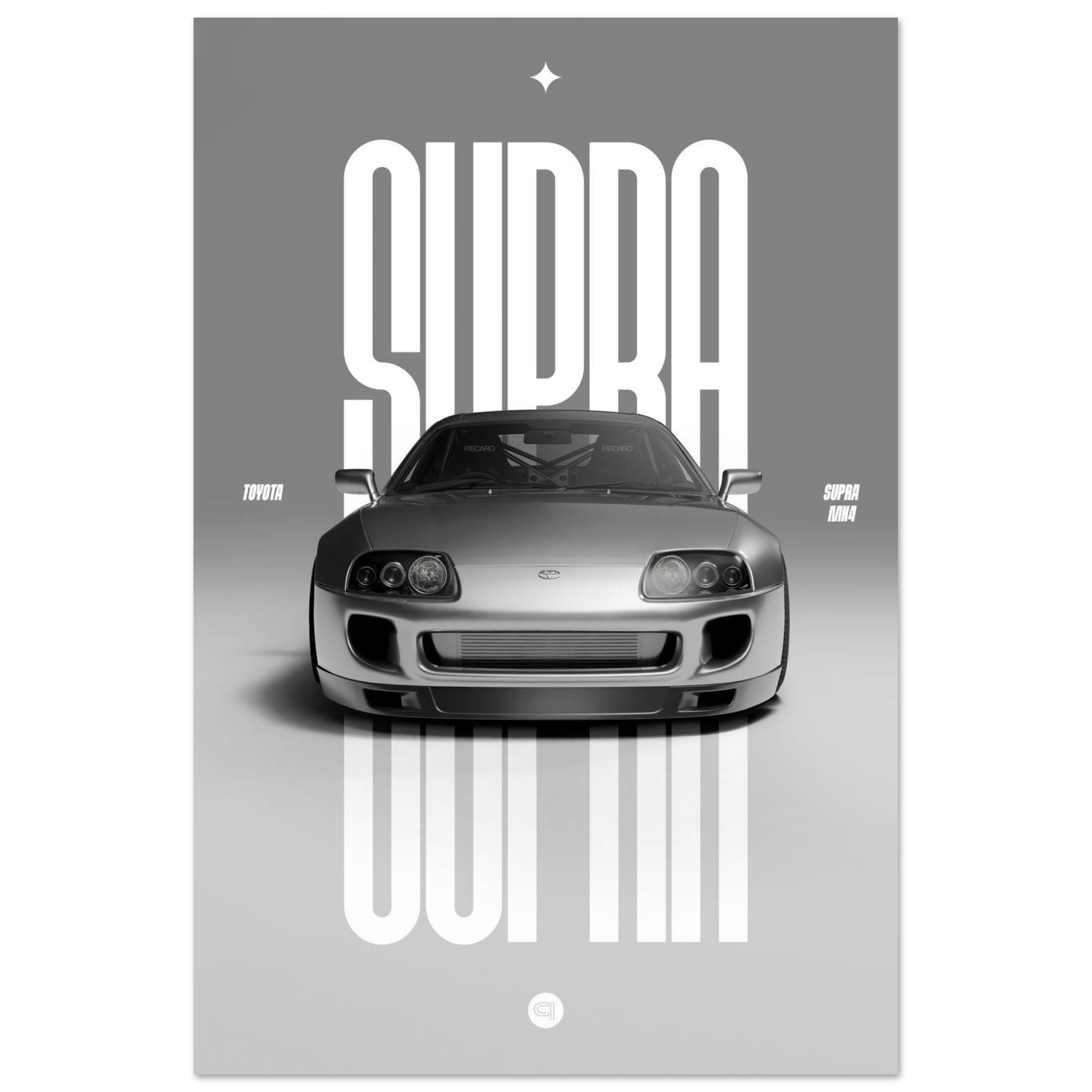 Car Poster - Toyota Supra MK4 - Silver