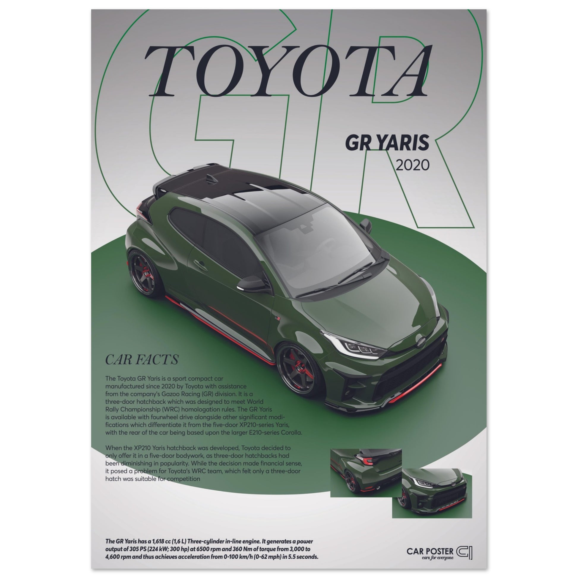 Car Poster - Toyota GR Yaris - Green