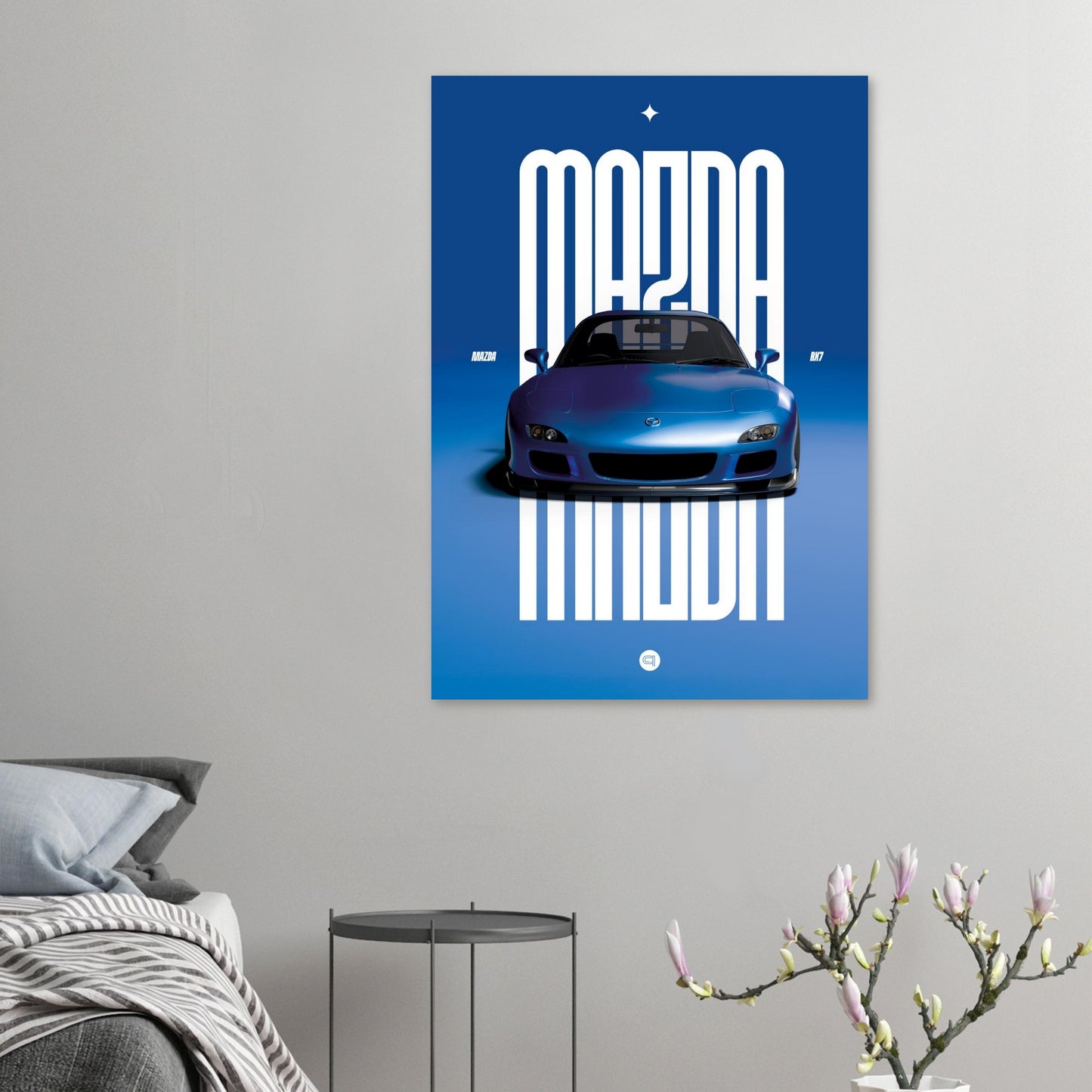 Car Poster - Mazda RX7 - Blue